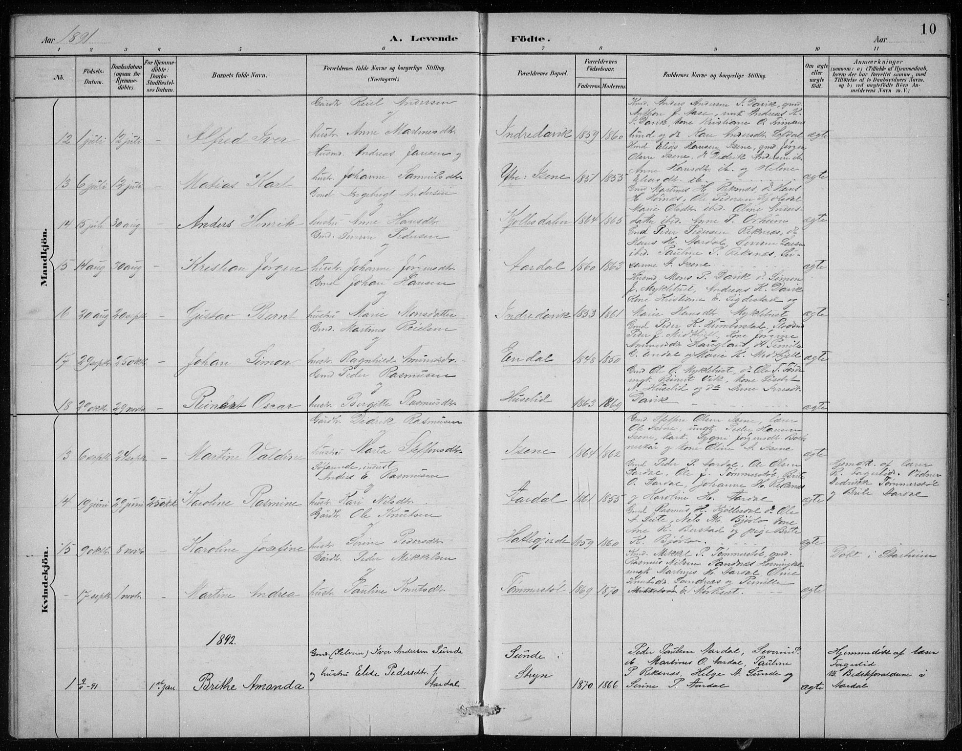 Davik sokneprestembete, AV/SAB-A-79701/H/Hab/Haba/L0002: Parish register (copy) no. A 2, 1890-1911, p. 10