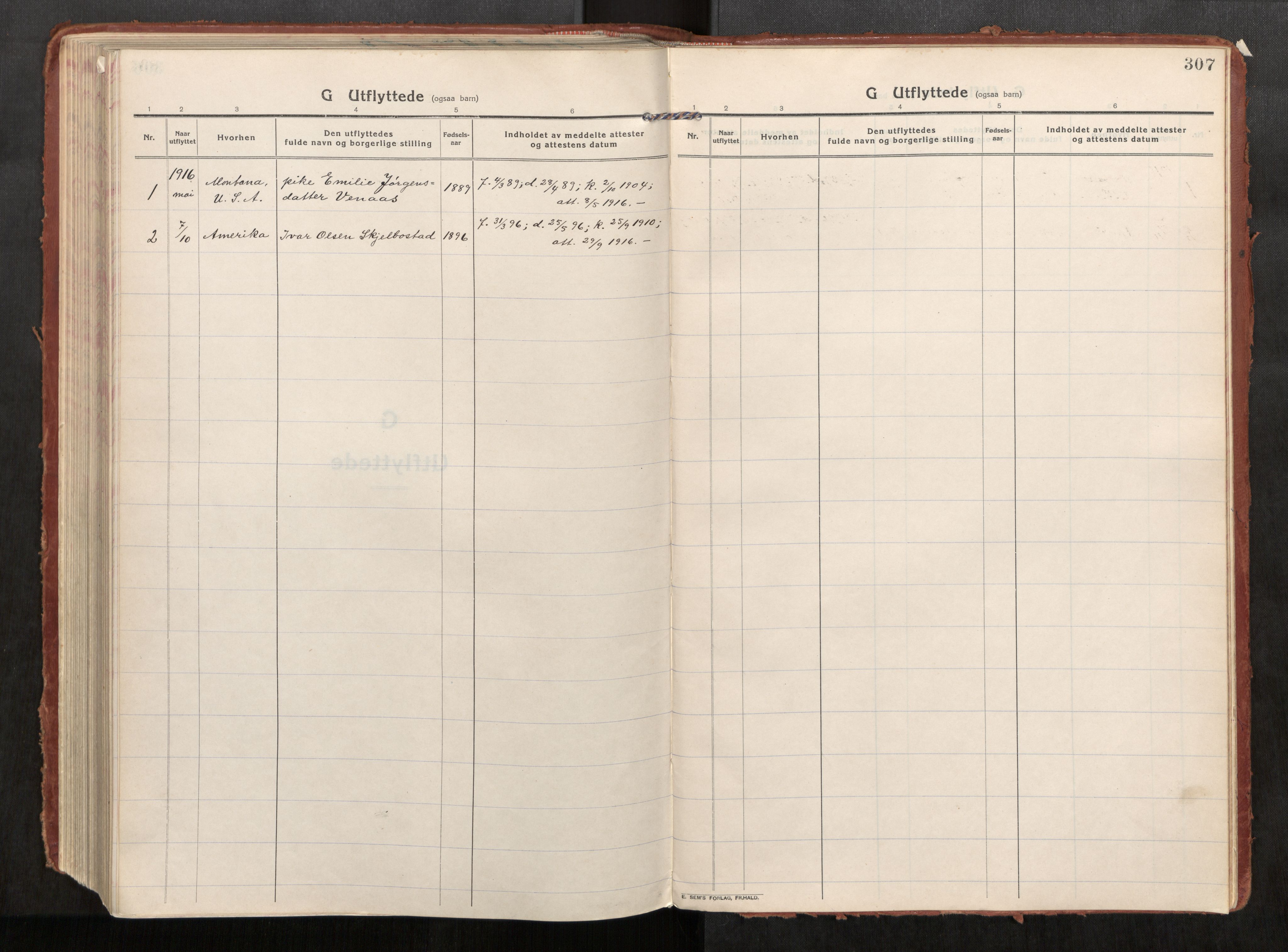 Eid sokneprestkontor, SAT/A-1254: Parish register (official) no. 543A04, 1916-1956, p. 307