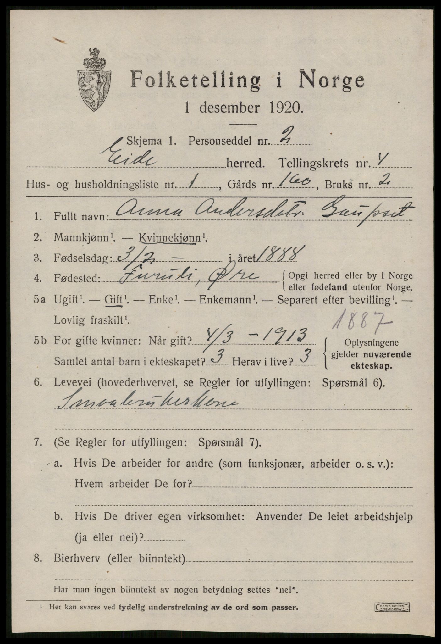 SAT, 1920 census for Eid (MR), 1920, p. 1916