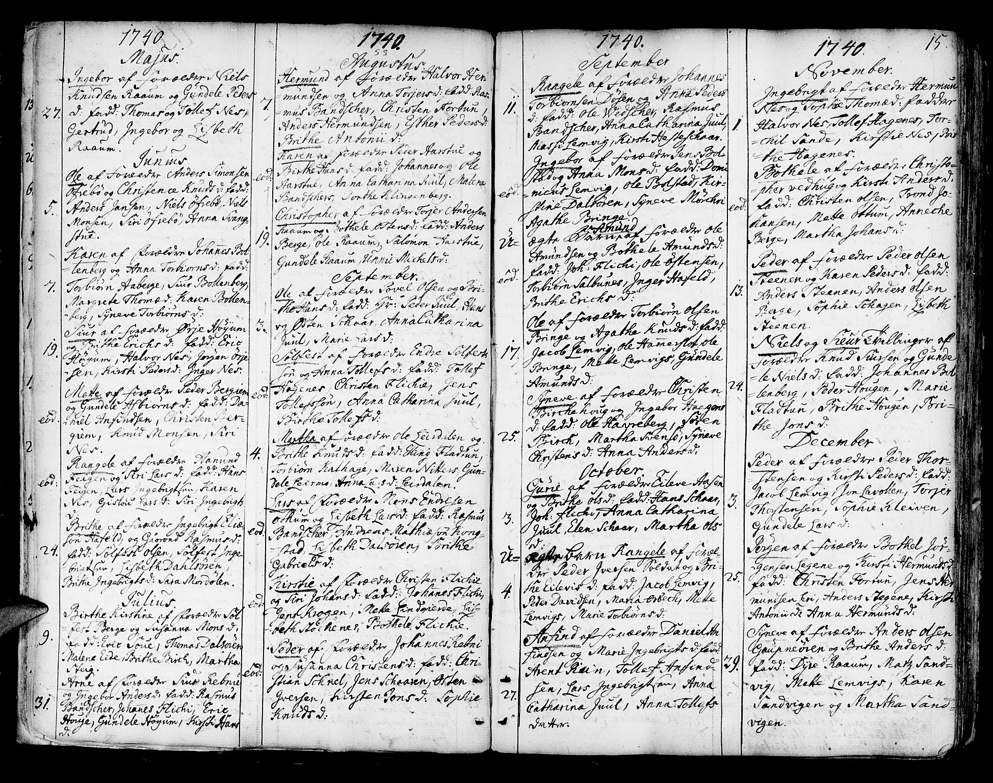 Luster sokneprestembete, SAB/A-81101/H/Haa/Haaa/L0001: Parish register (official) no. A 1, 1731-1803, p. 15