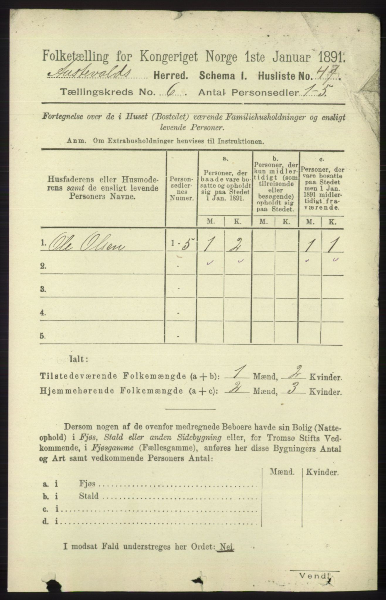 RA, 1891 census for 1244 Austevoll, 1891, p. 2564