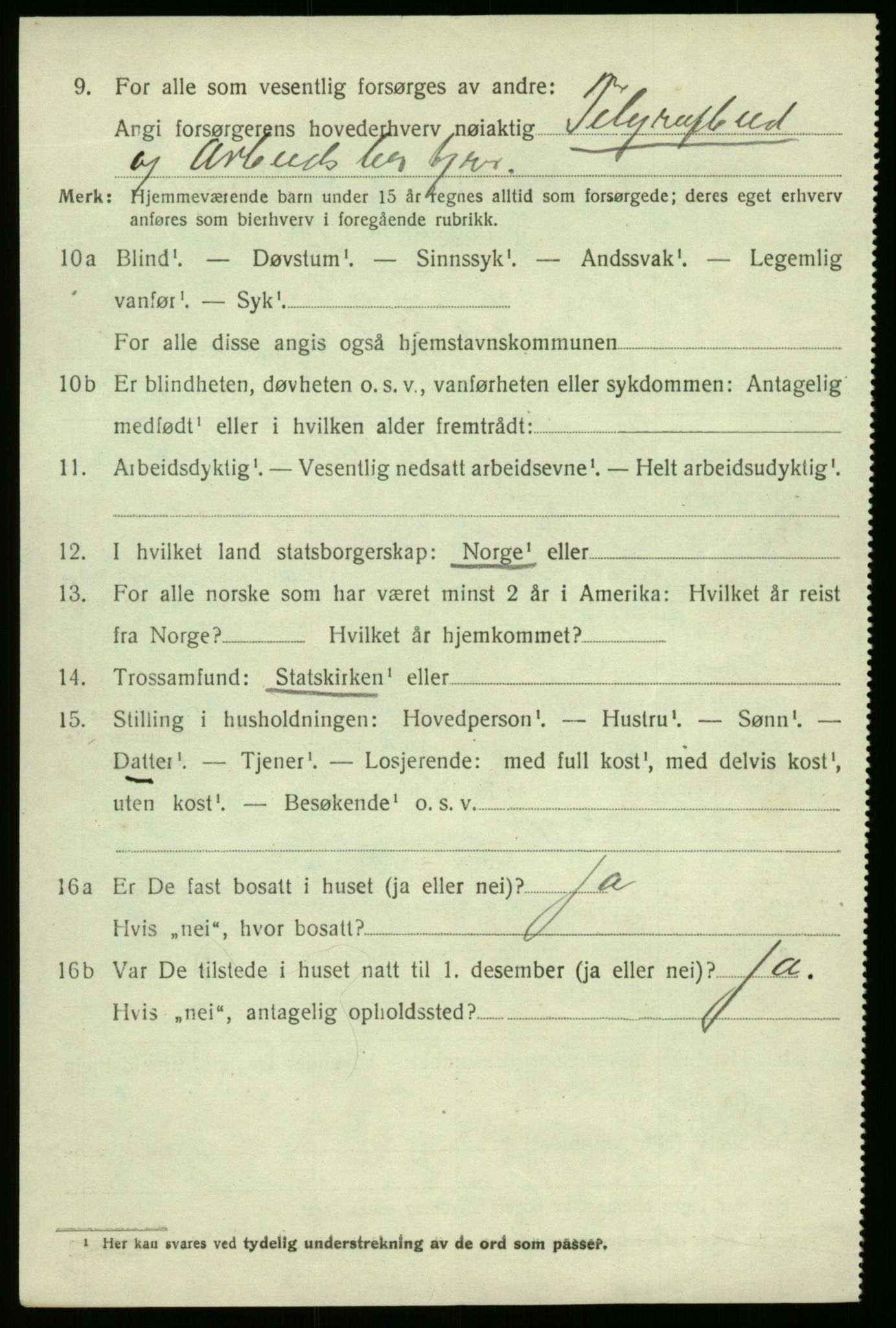 SAB, 1920 census for Lærdal, 1920, p. 3179