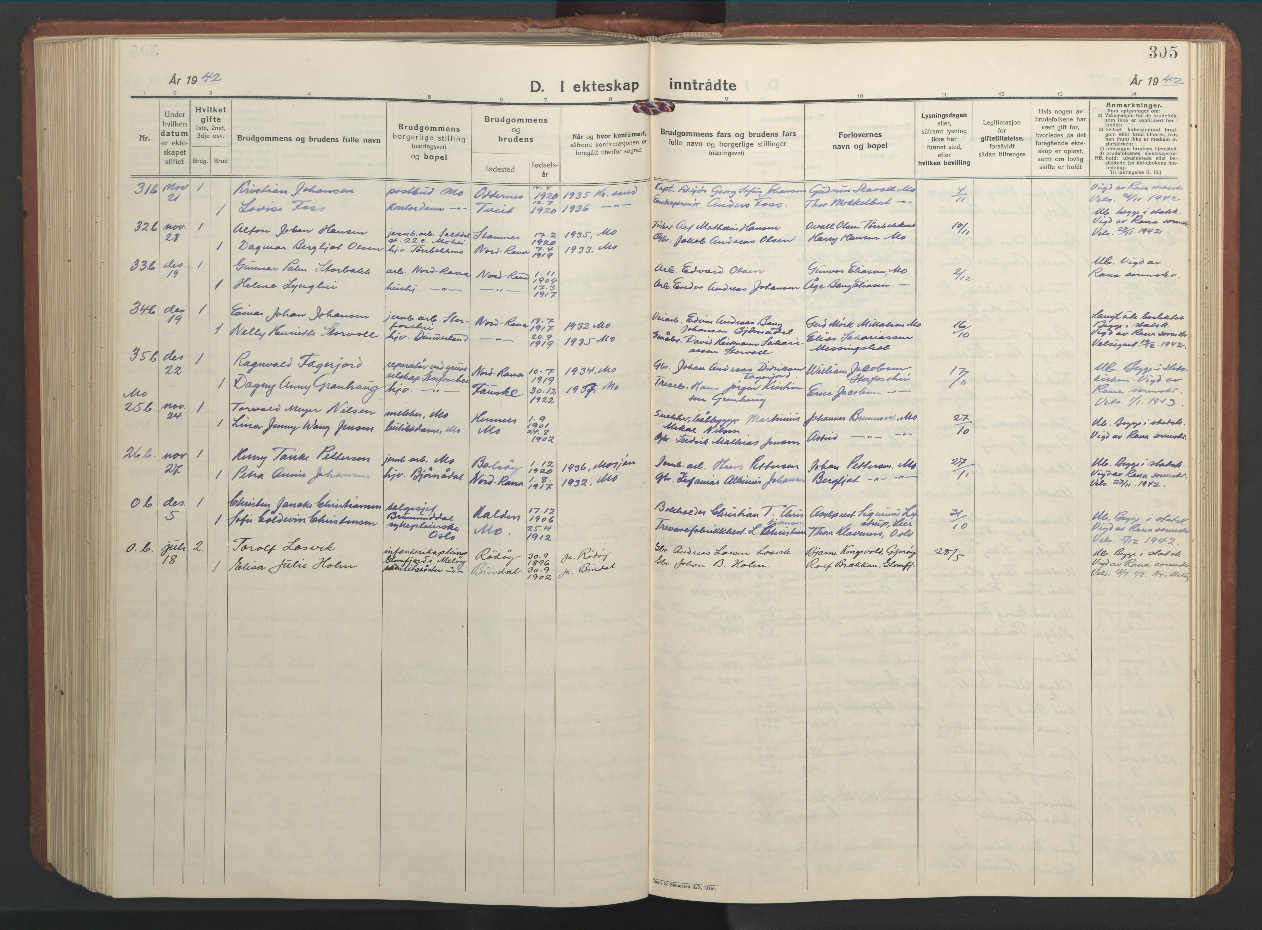 Ministerialprotokoller, klokkerbøker og fødselsregistre - Nordland, SAT/A-1459/827/L0425: Parish register (copy) no. 827C14, 1931-1946, p. 305