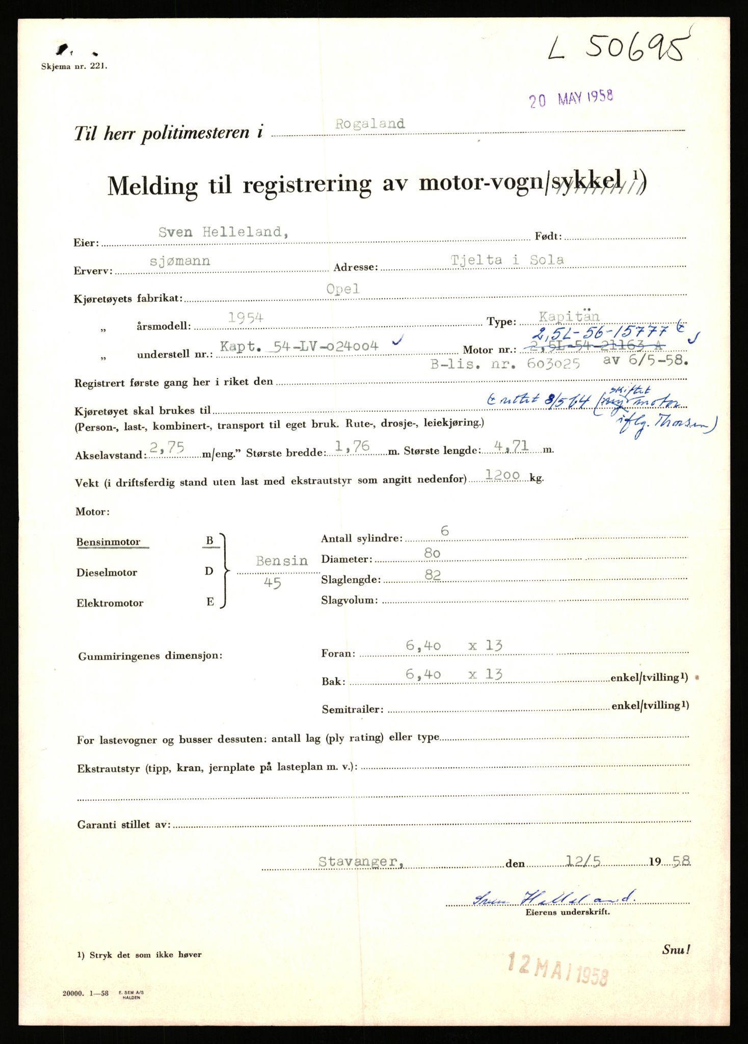 Stavanger trafikkstasjon, AV/SAST-A-101942/0/F/L0050: L-50600 - L-51299, 1930-1971, p. 309