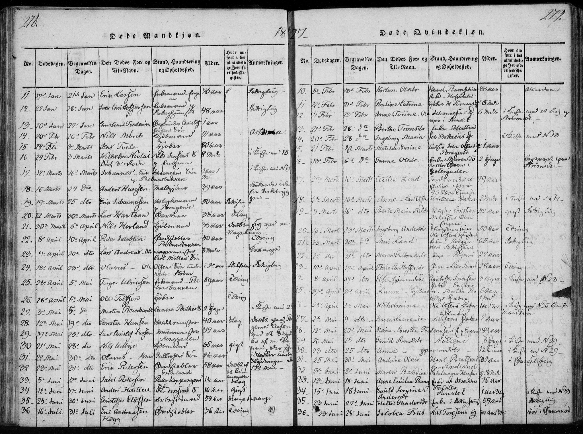 Bragernes kirkebøker, AV/SAKO-A-6/F/Fa/L0007: Parish register (official) no. I 7, 1815-1829, p. 278-279