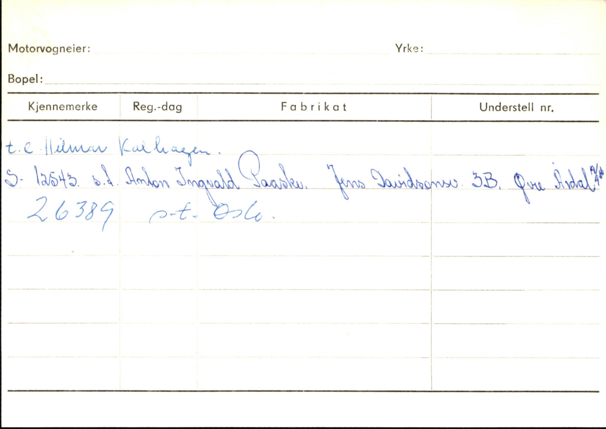 Statens vegvesen, Sogn og Fjordane vegkontor, SAB/A-5301/4/F/L0145: Registerkort Vågsøy S-Å. Årdal I-P, 1945-1975, p. 1414