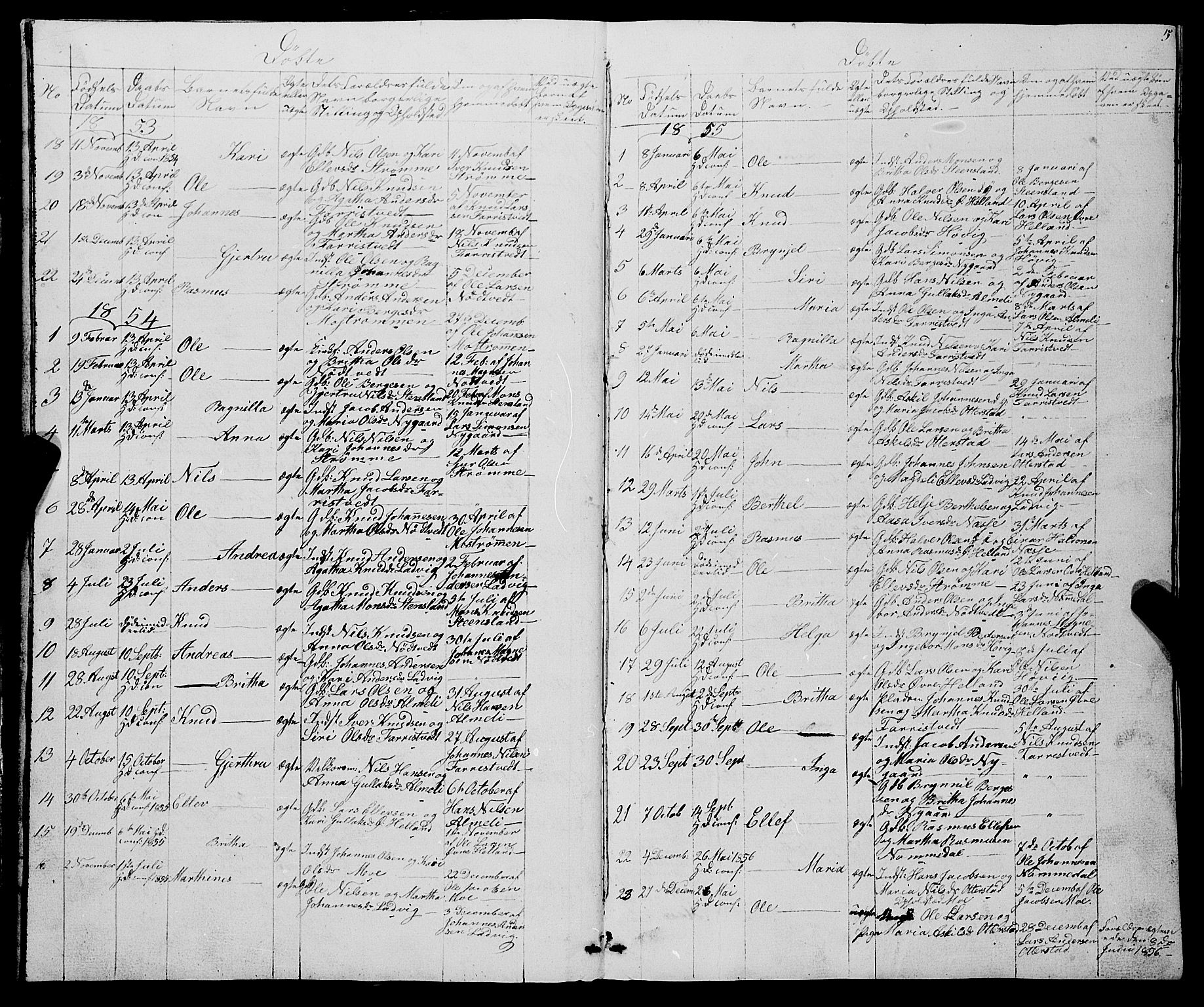 Osterfjorden Soknepresembete, AV/SAB-A-77301: Parish register (copy) no. B 1, 1851-1890, p. 5