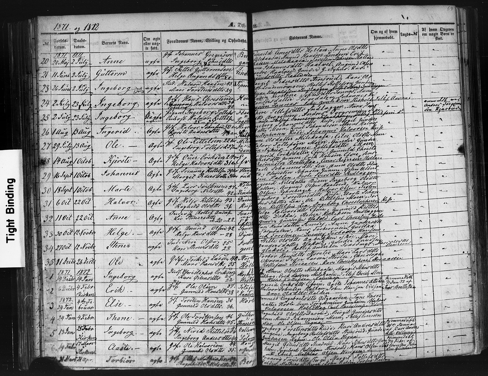 Sauherad kirkebøker, AV/SAKO-A-298/F/Fb/L0001: Parish register (official) no. II 1, 1851-1877, p. 64