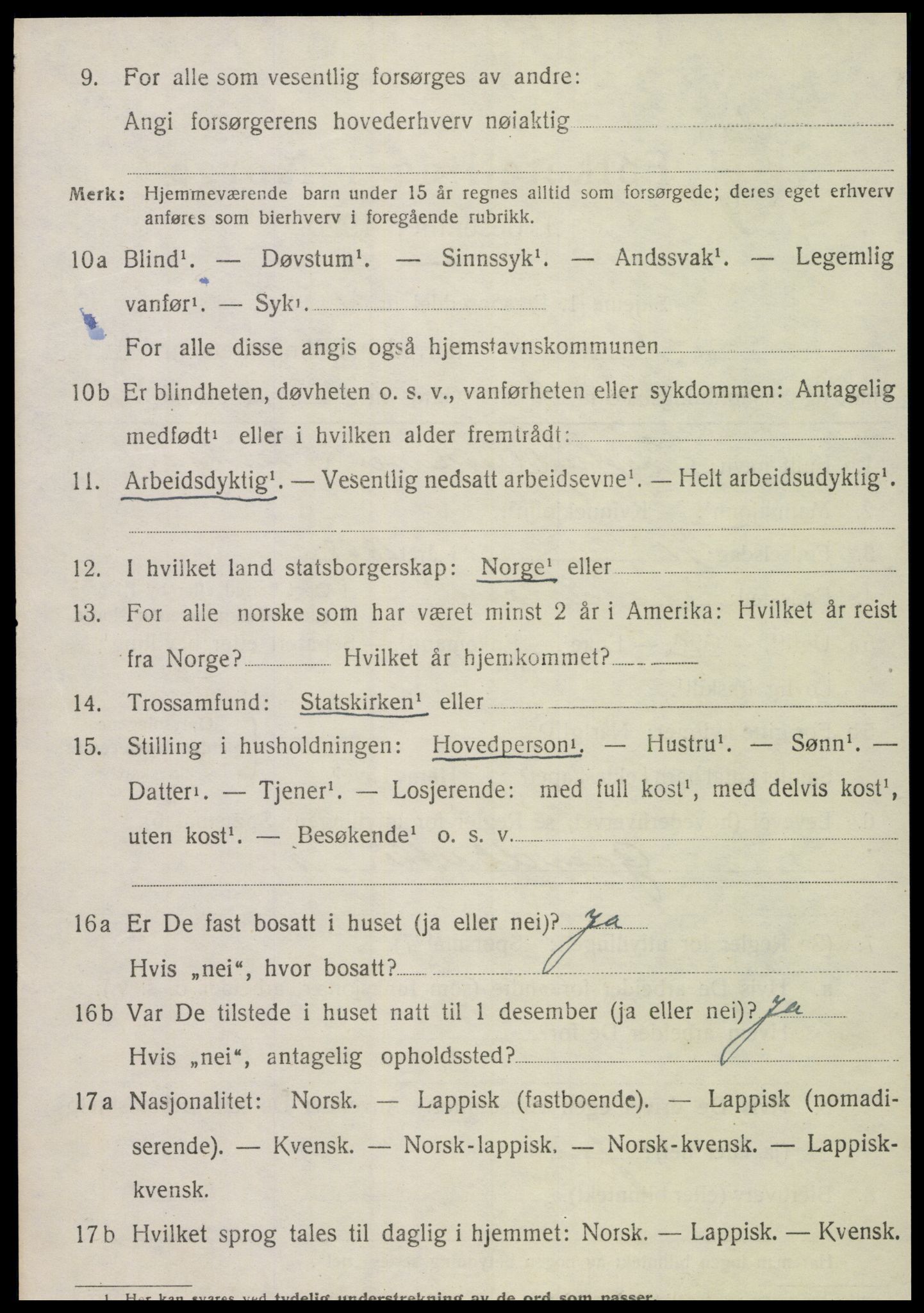 SAT, 1920 census for Snåsa, 1920, p. 5007