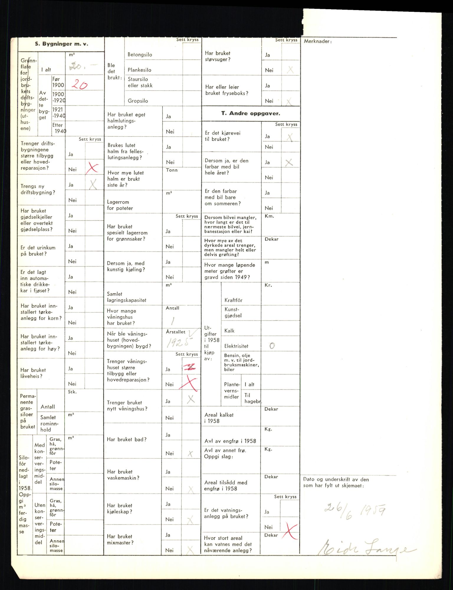 Statistisk sentralbyrå, Næringsøkonomiske emner, Jordbruk, skogbruk, jakt, fiske og fangst, AV/RA-S-2234/G/Gd/L0655: Troms: 1924 Målselv (kl. 4-10), 1959, p. 1138