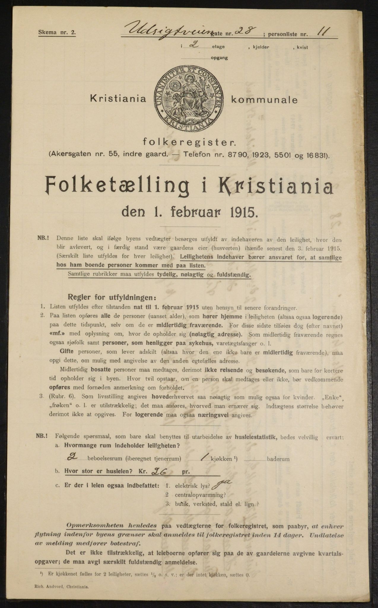 OBA, Municipal Census 1915 for Kristiania, 1915, p. 122003