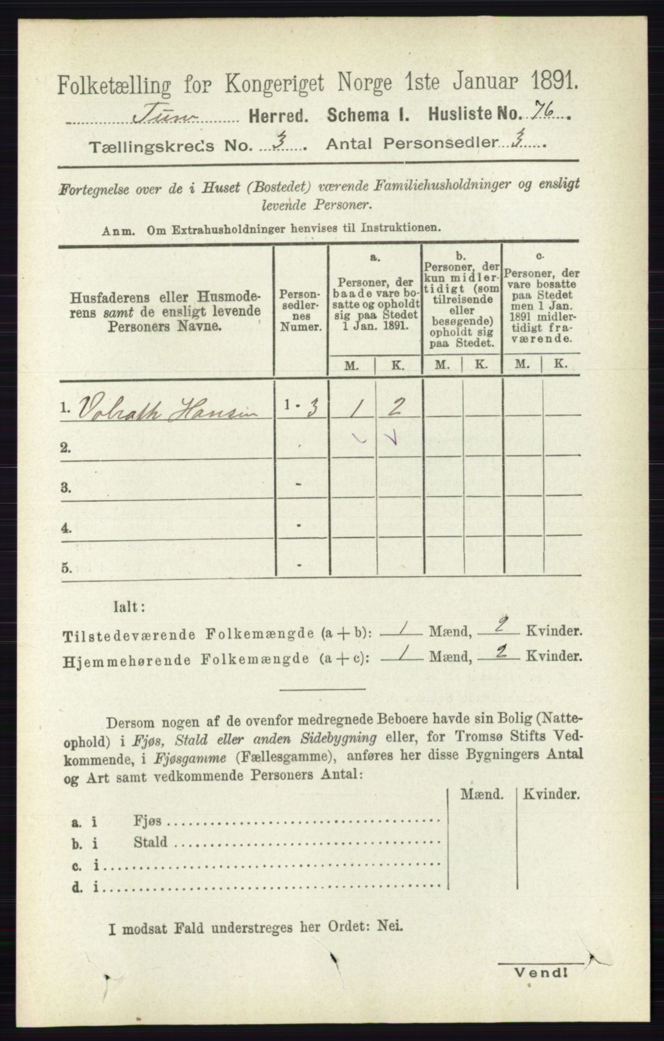 RA, 1891 census for 0130 Tune, 1891, p. 1475