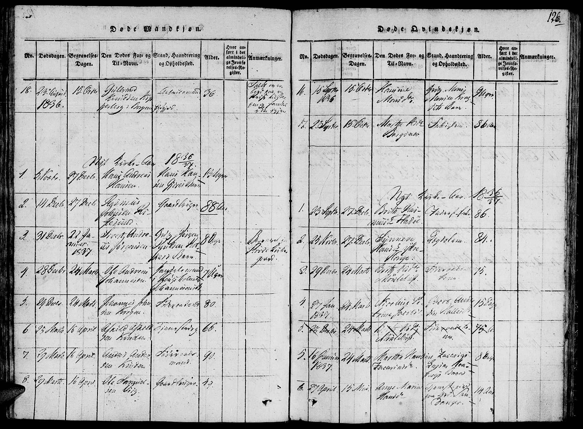 Ministerialprotokoller, klokkerbøker og fødselsregistre - Møre og Romsdal, AV/SAT-A-1454/503/L0033: Parish register (official) no. 503A01, 1816-1841, p. 126