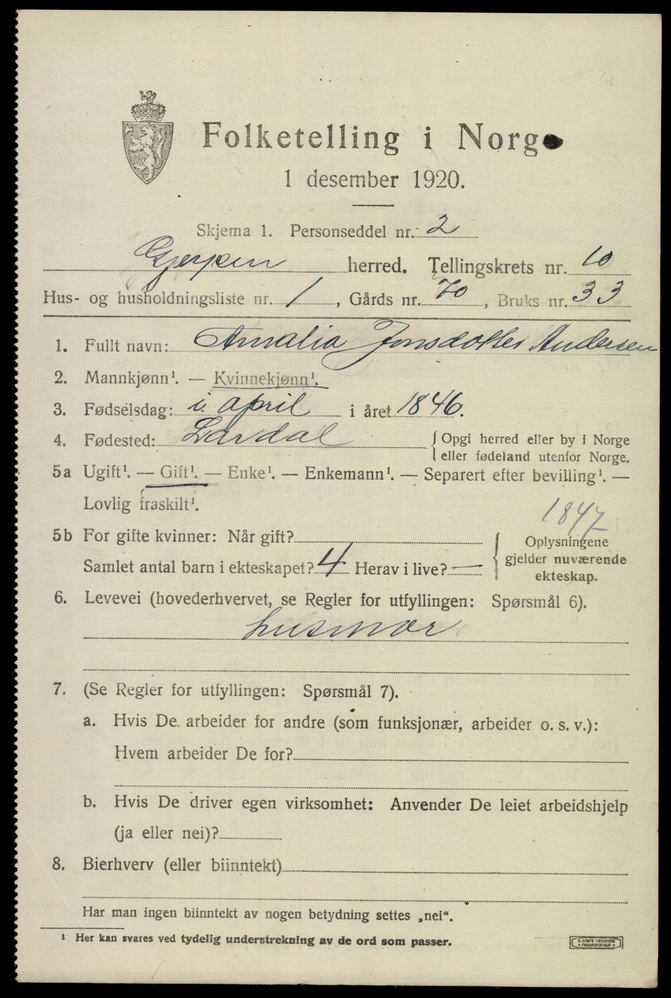 SAKO, 1920 census for Gjerpen, 1920, p. 11486