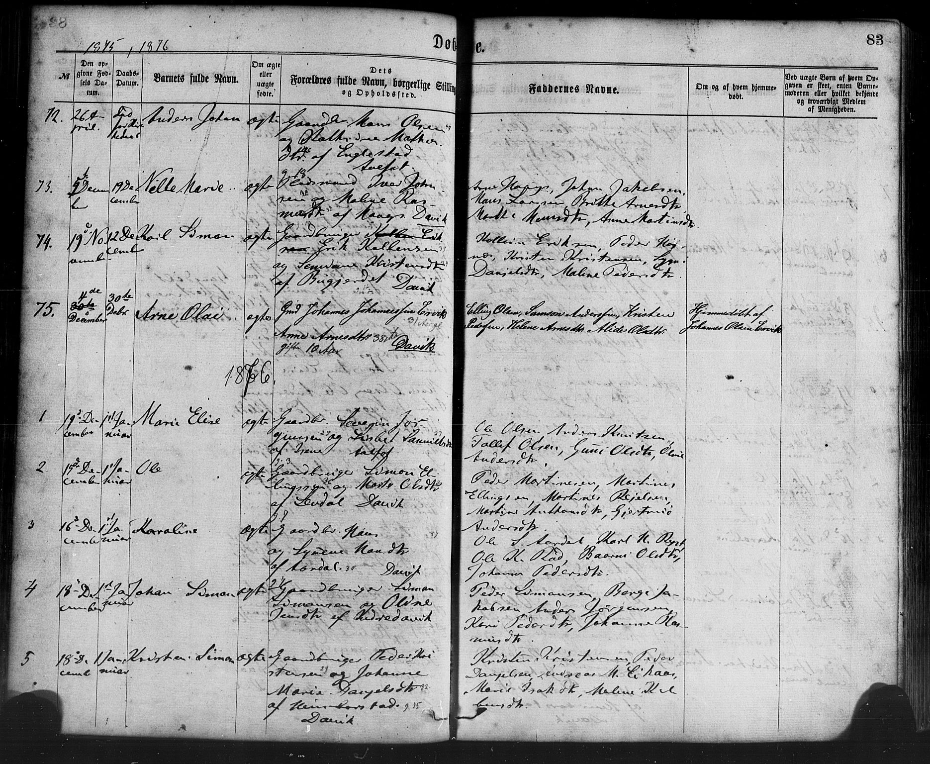 Davik sokneprestembete, SAB/A-79701/H/Haa/Haaa/L0006: Parish register (official) no. A 6, 1867-1881, p. 83