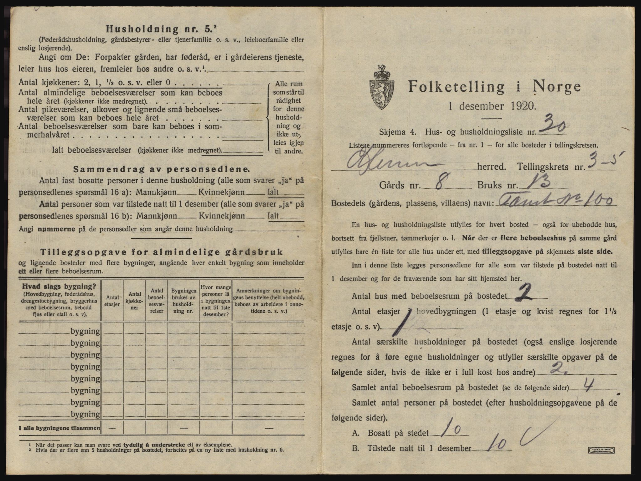 SAO, 1920 census for Glemmen, 1920, p. 969