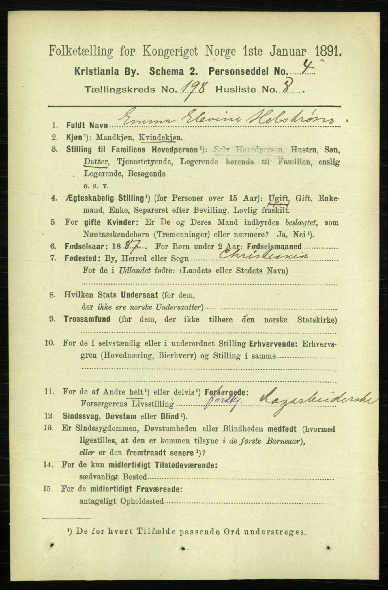 RA, 1891 census for 0301 Kristiania, 1891, p. 119394