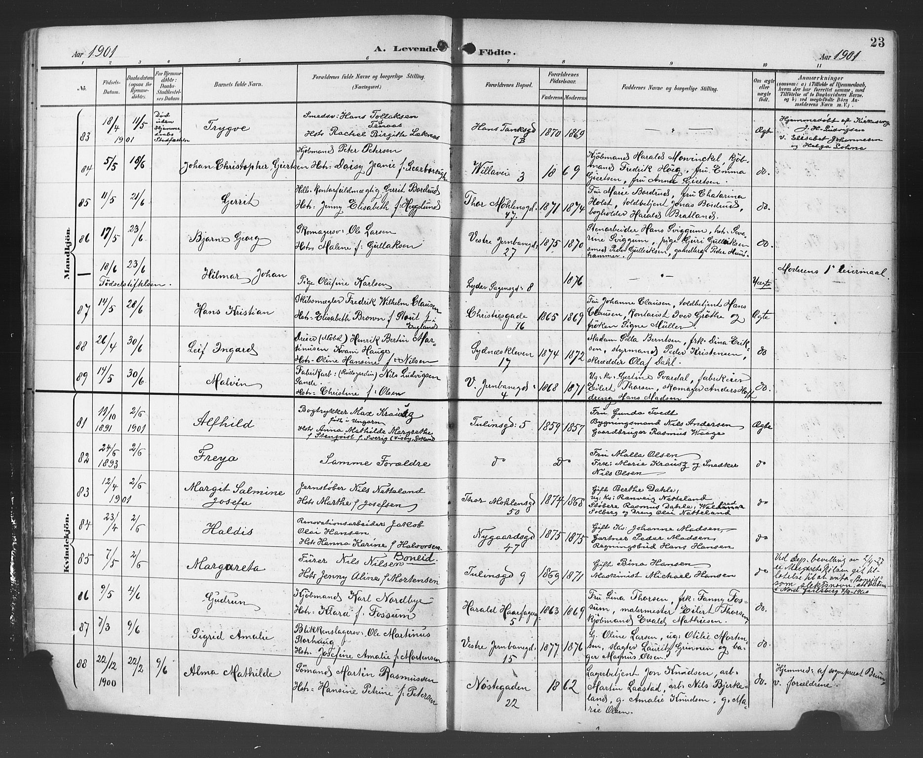 Johanneskirken sokneprestembete, AV/SAB-A-76001/H/Hab: Parish register (copy) no. A 2, 1900-1912, p. 23
