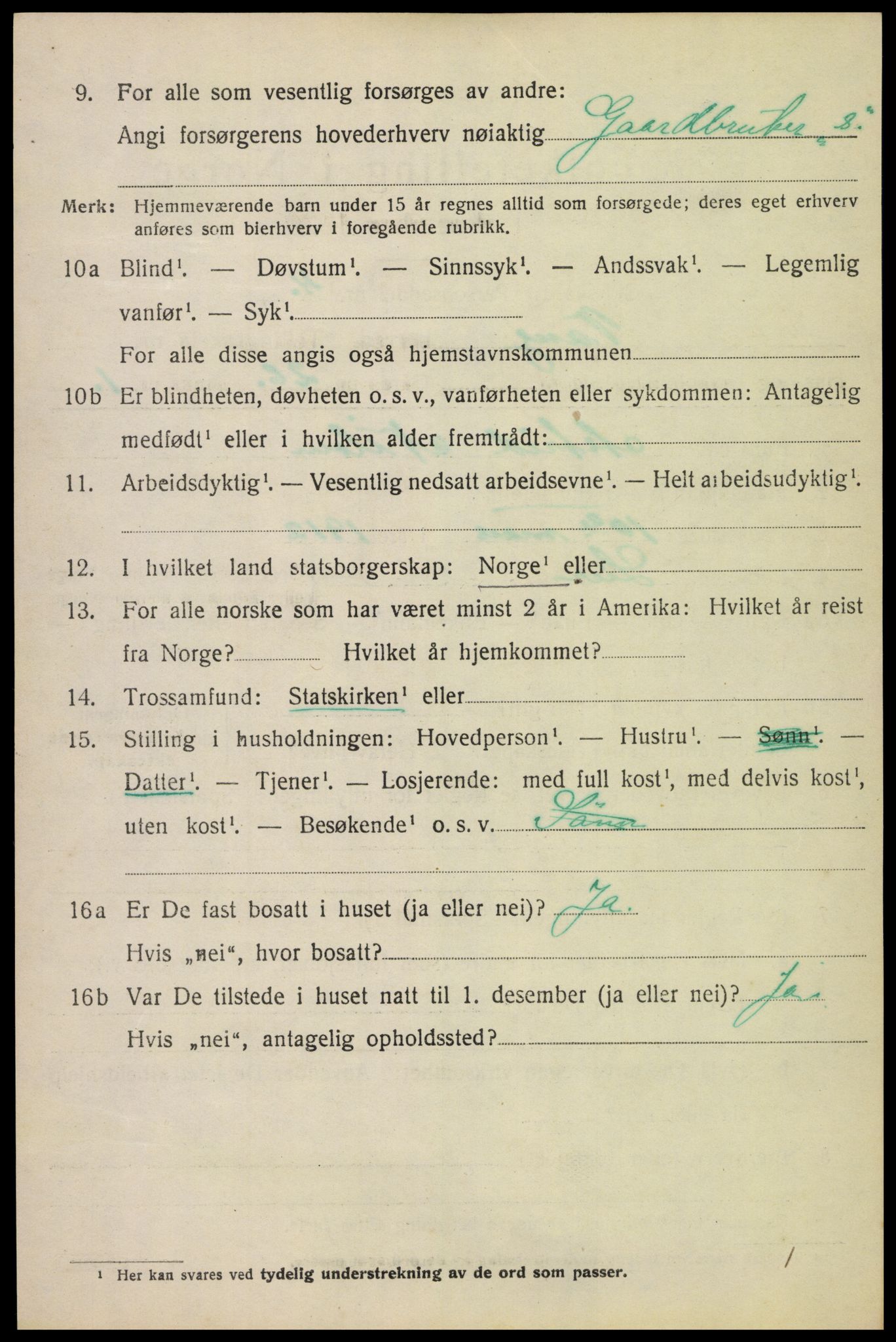 SAH, 1920 census for Vang (Hedmark), 1920, p. 14150