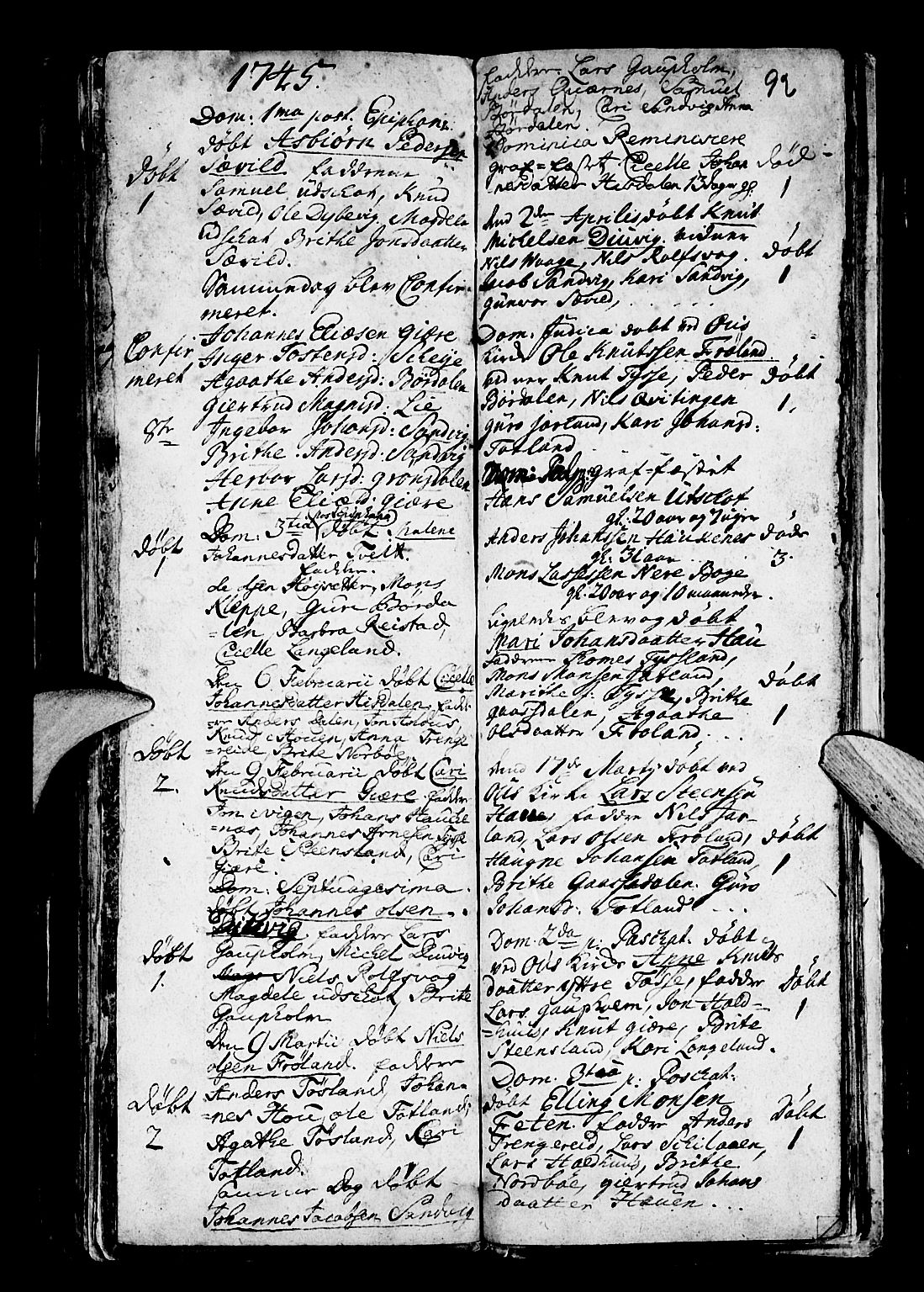 Os sokneprestembete, SAB/A-99929: Parish register (official) no. A 4, 1669-1760, p. 92