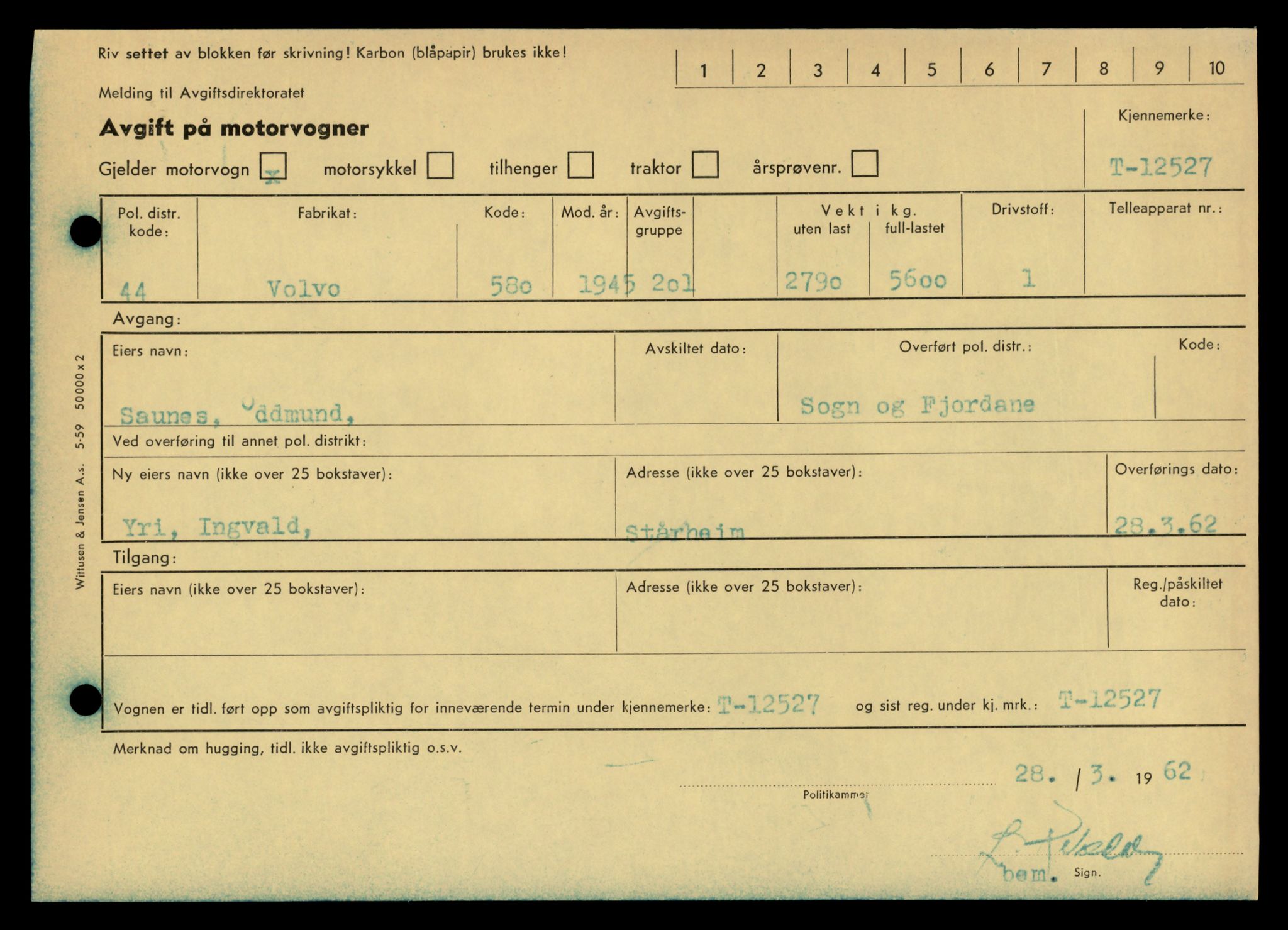 Møre og Romsdal vegkontor - Ålesund trafikkstasjon, AV/SAT-A-4099/F/Fe/L0034: Registreringskort for kjøretøy T 12500 - T 12652, 1927-1998, p. 506