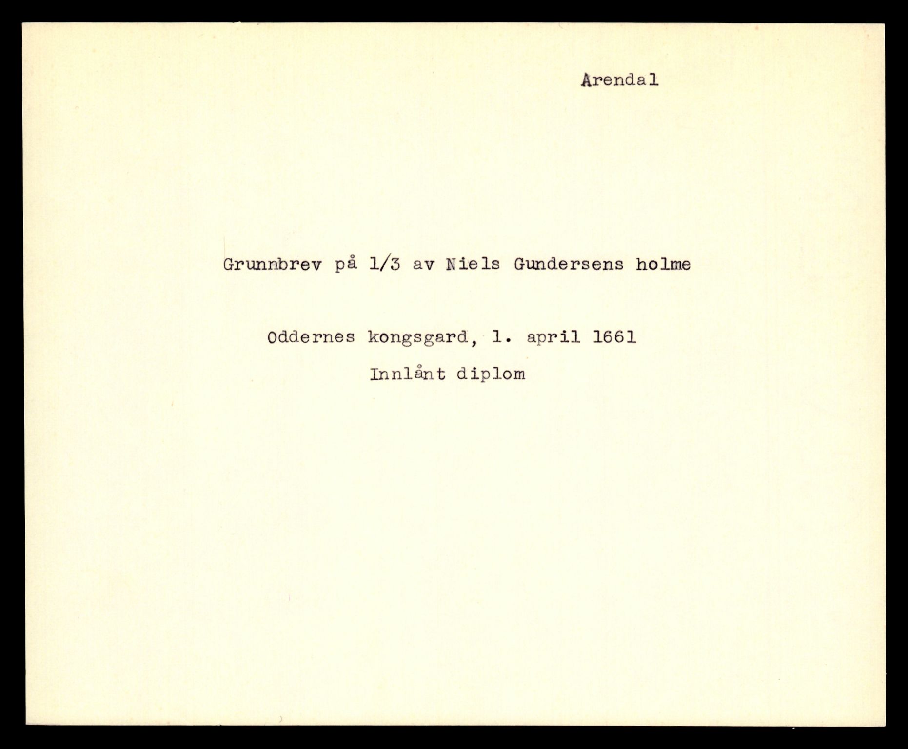 Riksarkivets diplomsamling, AV/RA-EA-5965/F35/F35e/L0023: Registreringssedler Aust-Agder 1, 1400-1700, p. 283