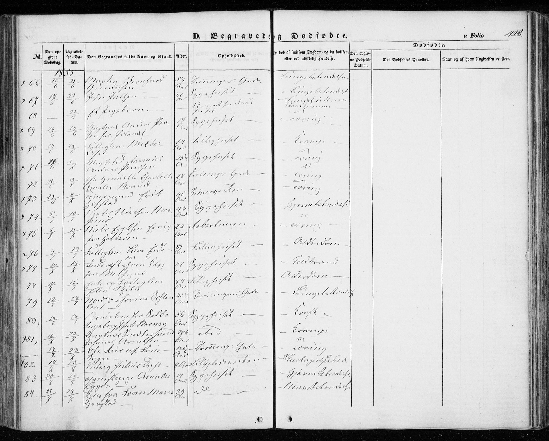 Ministerialprotokoller, klokkerbøker og fødselsregistre - Sør-Trøndelag, AV/SAT-A-1456/601/L0051: Parish register (official) no. 601A19, 1848-1857, p. 422