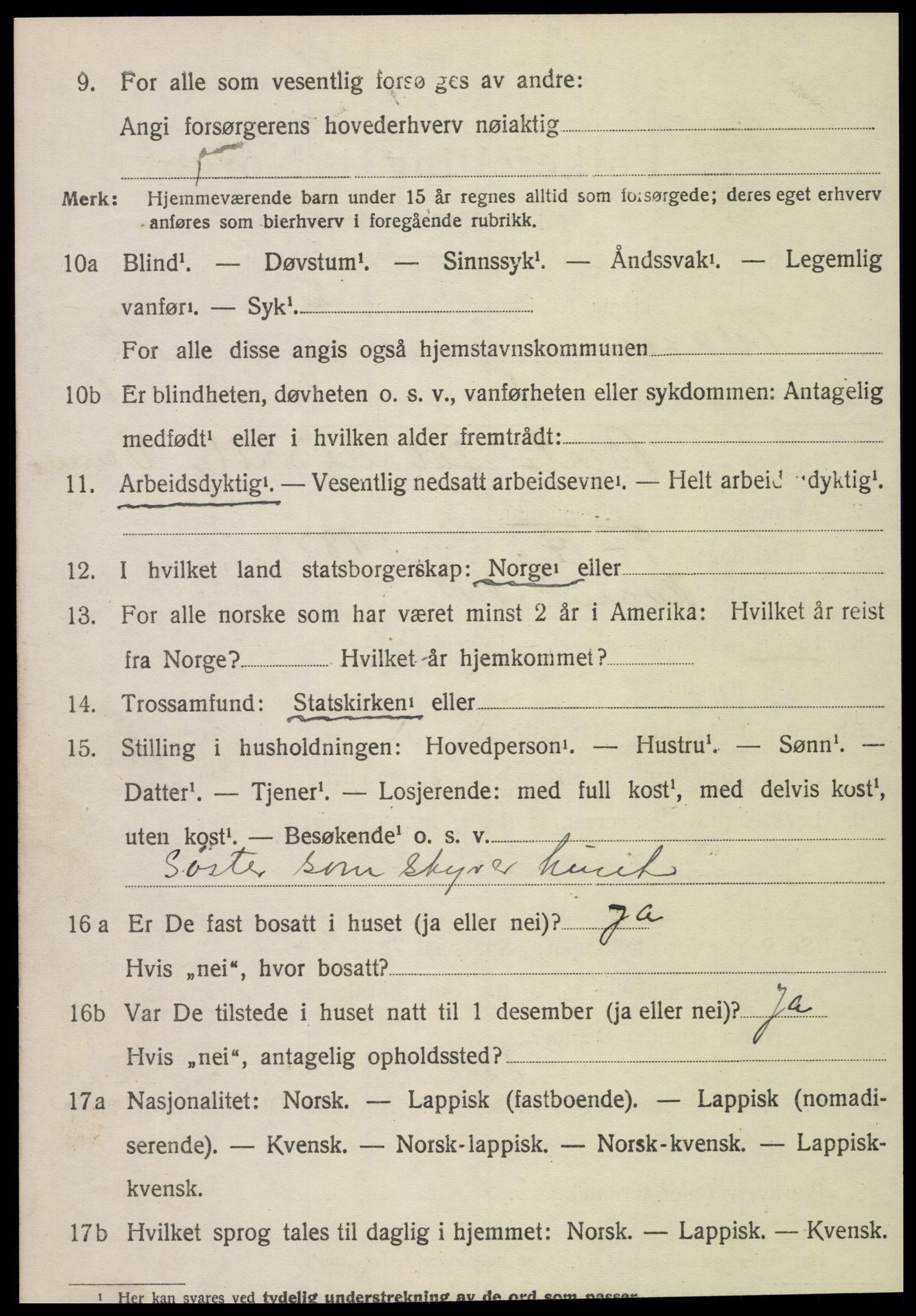 SAT, 1920 census for Kvam, 1920, p. 1804