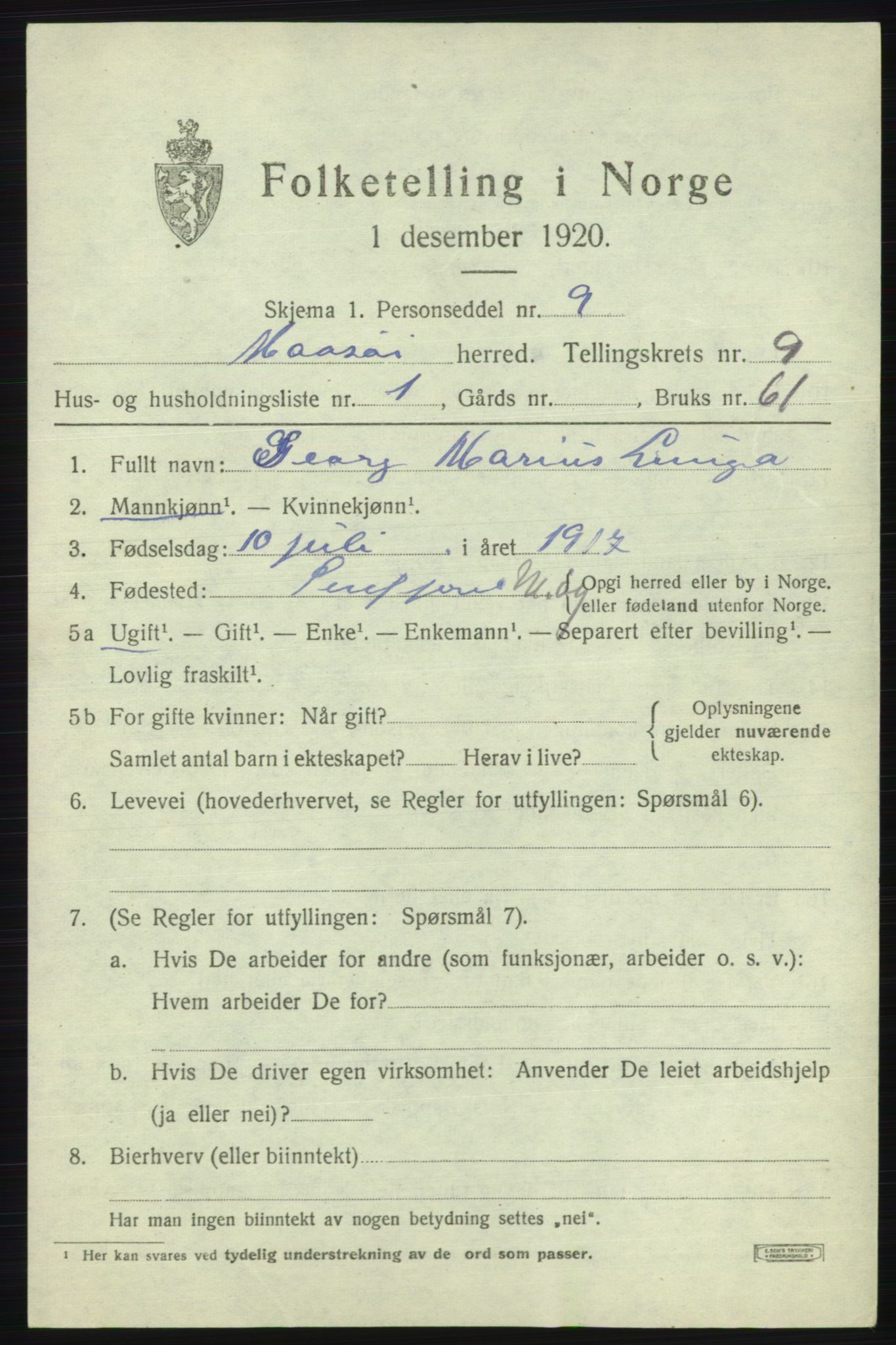SATØ, 1920 census for Måsøy, 1920, p. 4438