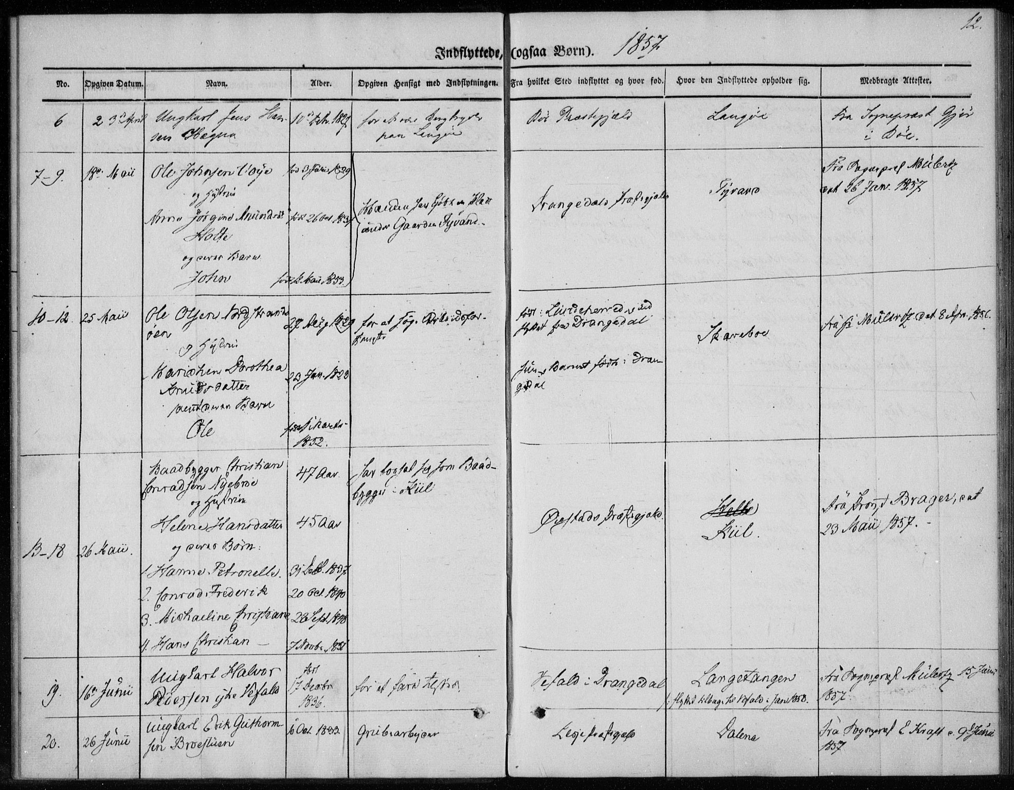 Sannidal kirkebøker, SAKO/A-296/F/Fa/L0013: Parish register (official) no. 13, 1854-1873, p. 12
