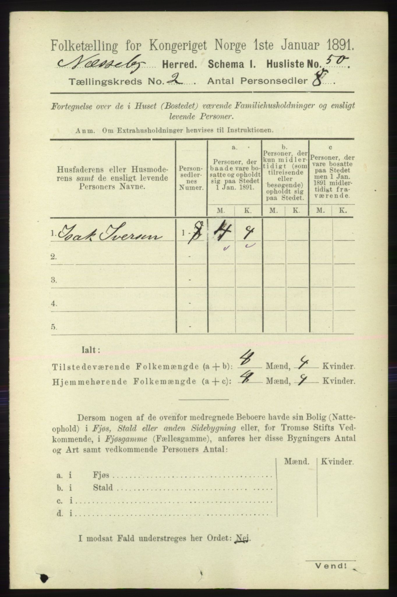 RA, 1891 census for 2027 Nesseby, 1891, p. 626