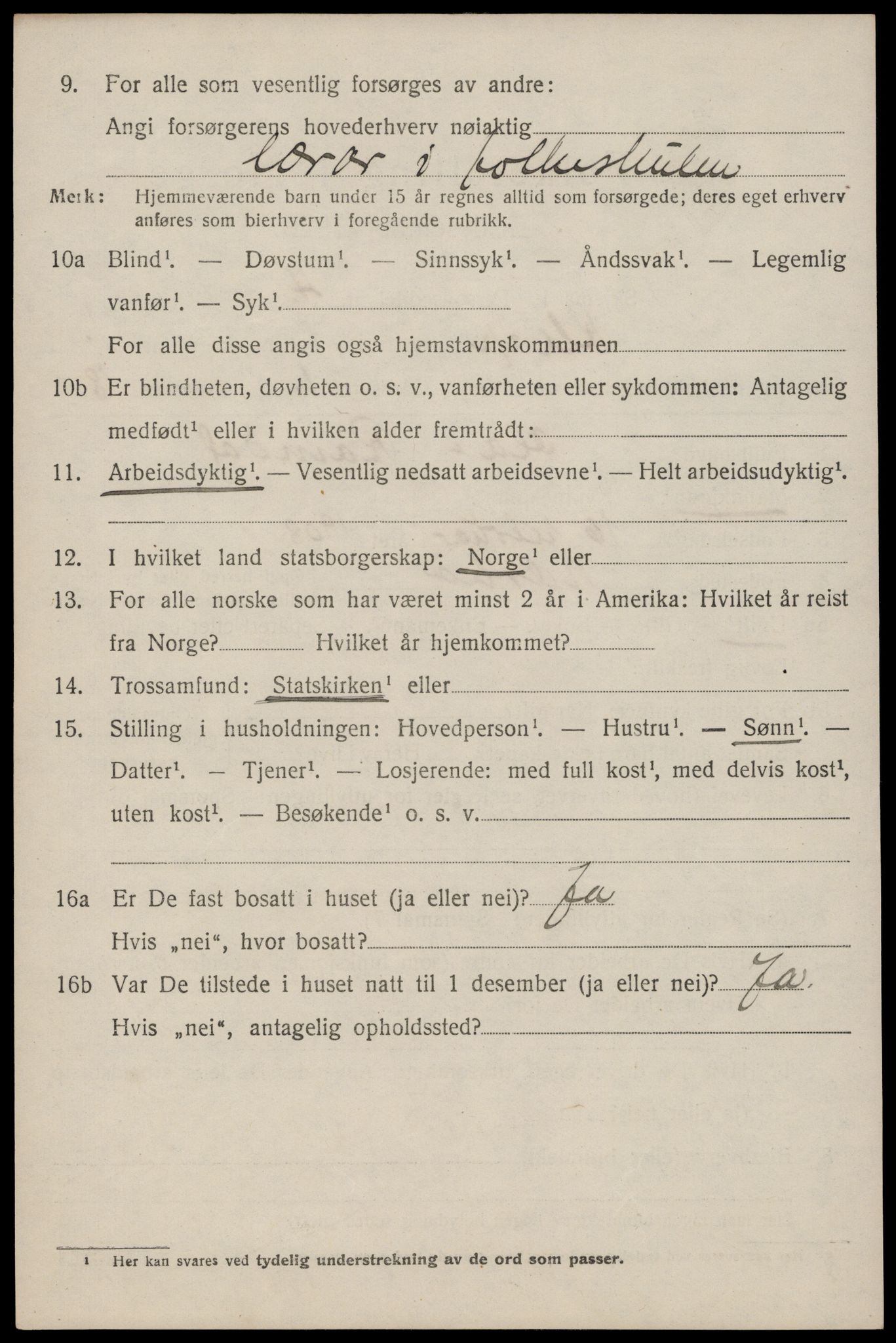 SAST, 1920 census for Klepp, 1920, p. 1195