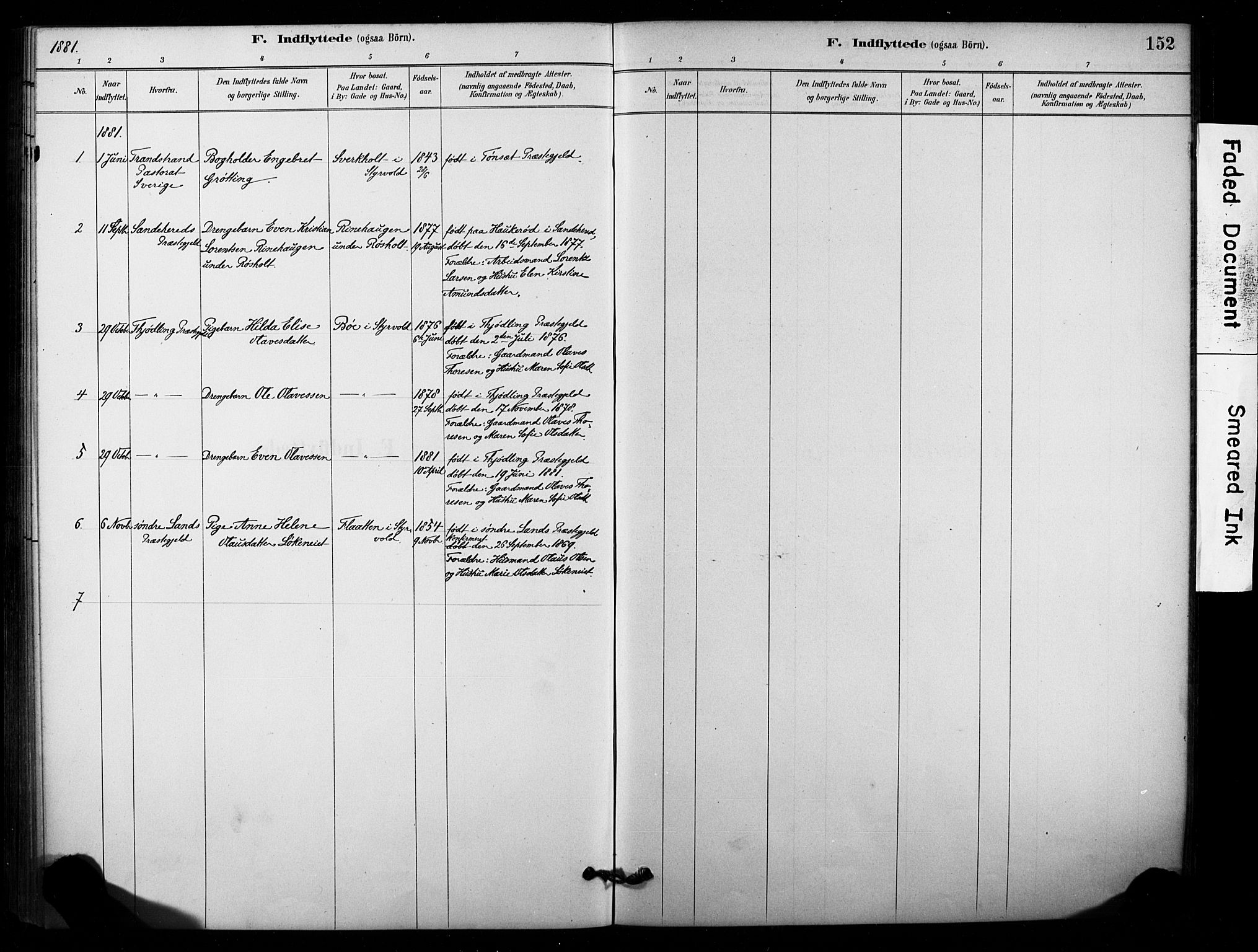 Lardal kirkebøker, AV/SAKO-A-350/F/Fd/L0001: Parish register (official) no. IV 1, 1881-1907, p. 152