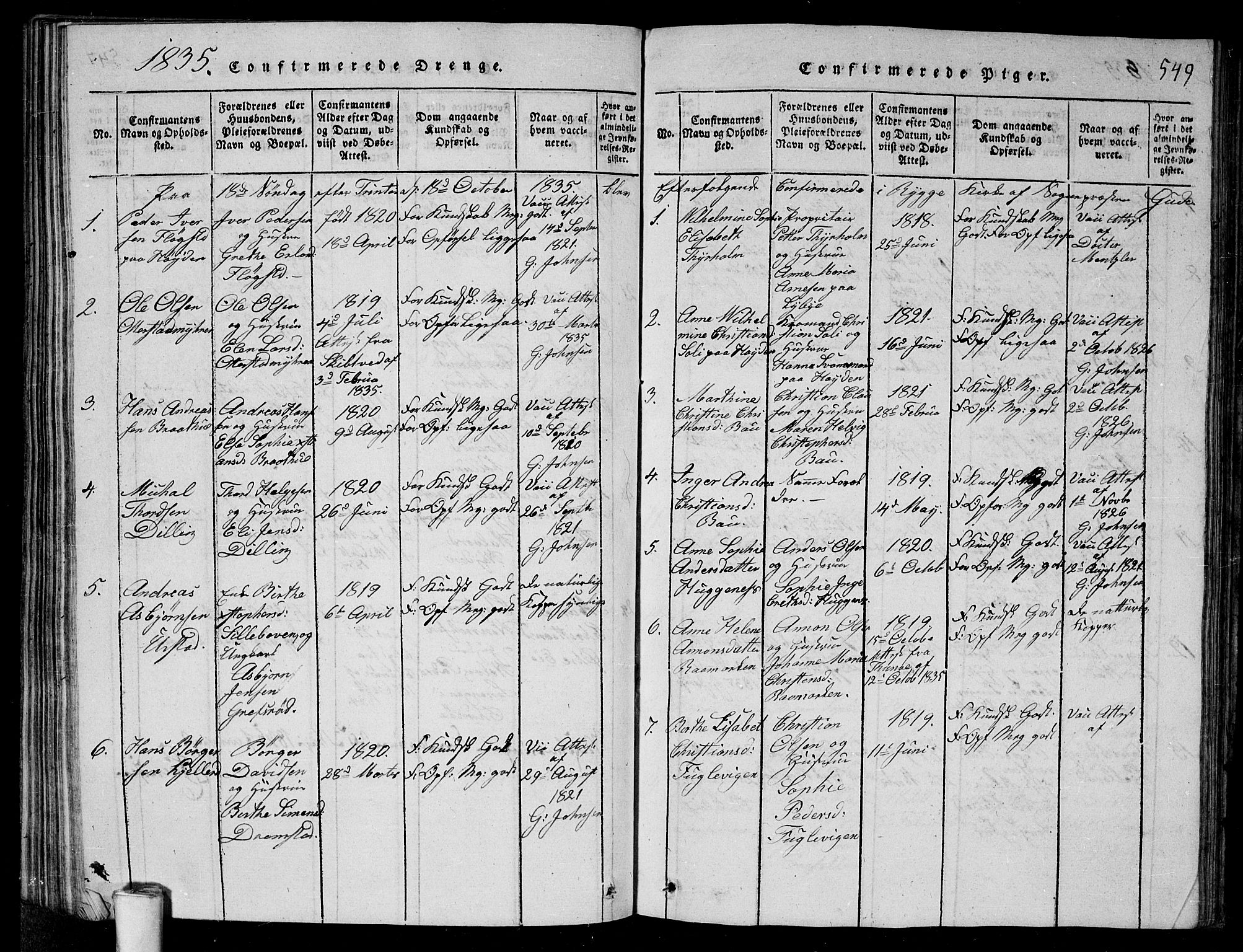 Rygge prestekontor Kirkebøker, SAO/A-10084b/G/Ga/L0001: Parish register (copy) no. 1, 1814-1871, p. 548-549