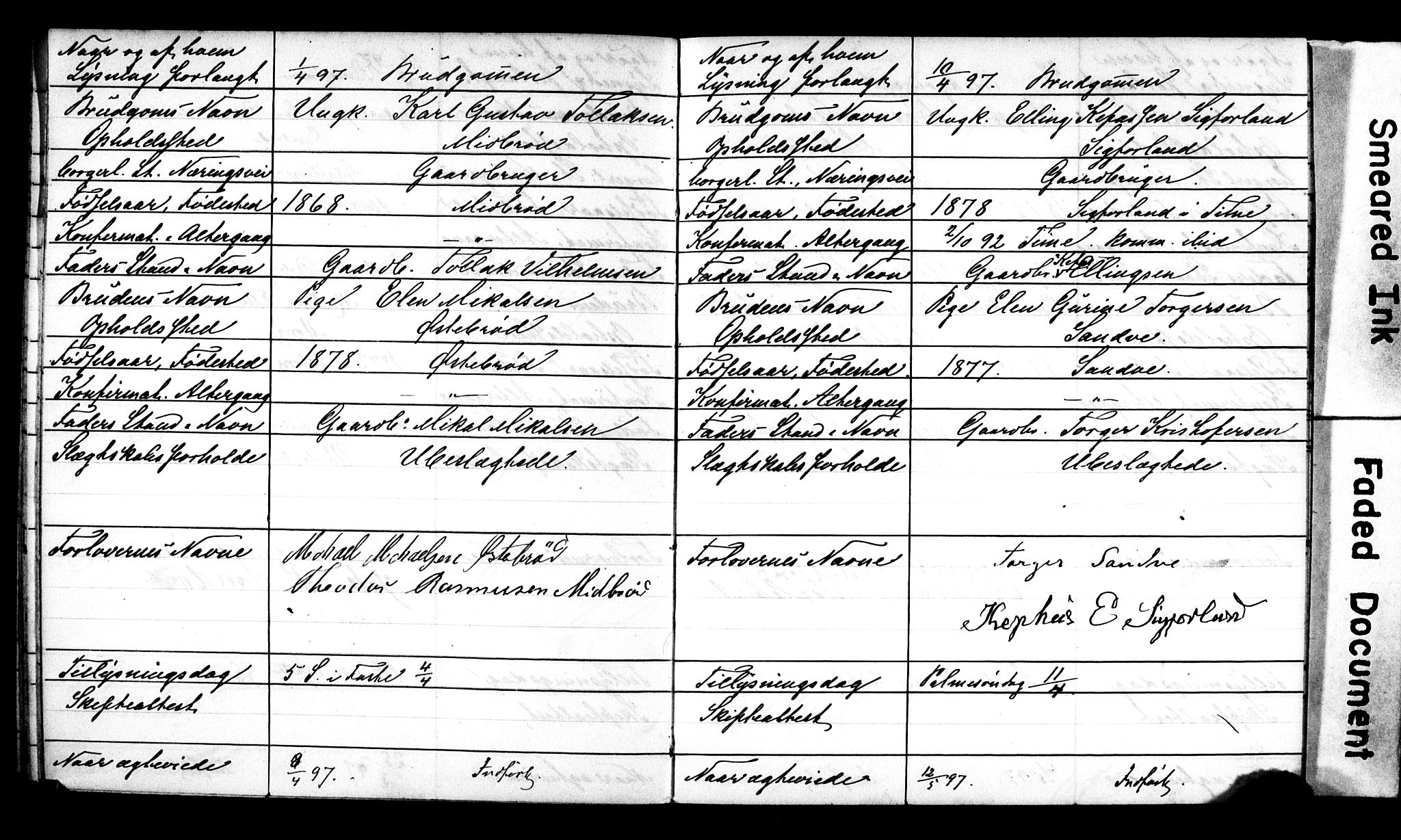 Eigersund sokneprestkontor, AV/SAST-A-101807/S27/L0002: Banns register no. 2, 1895-1900