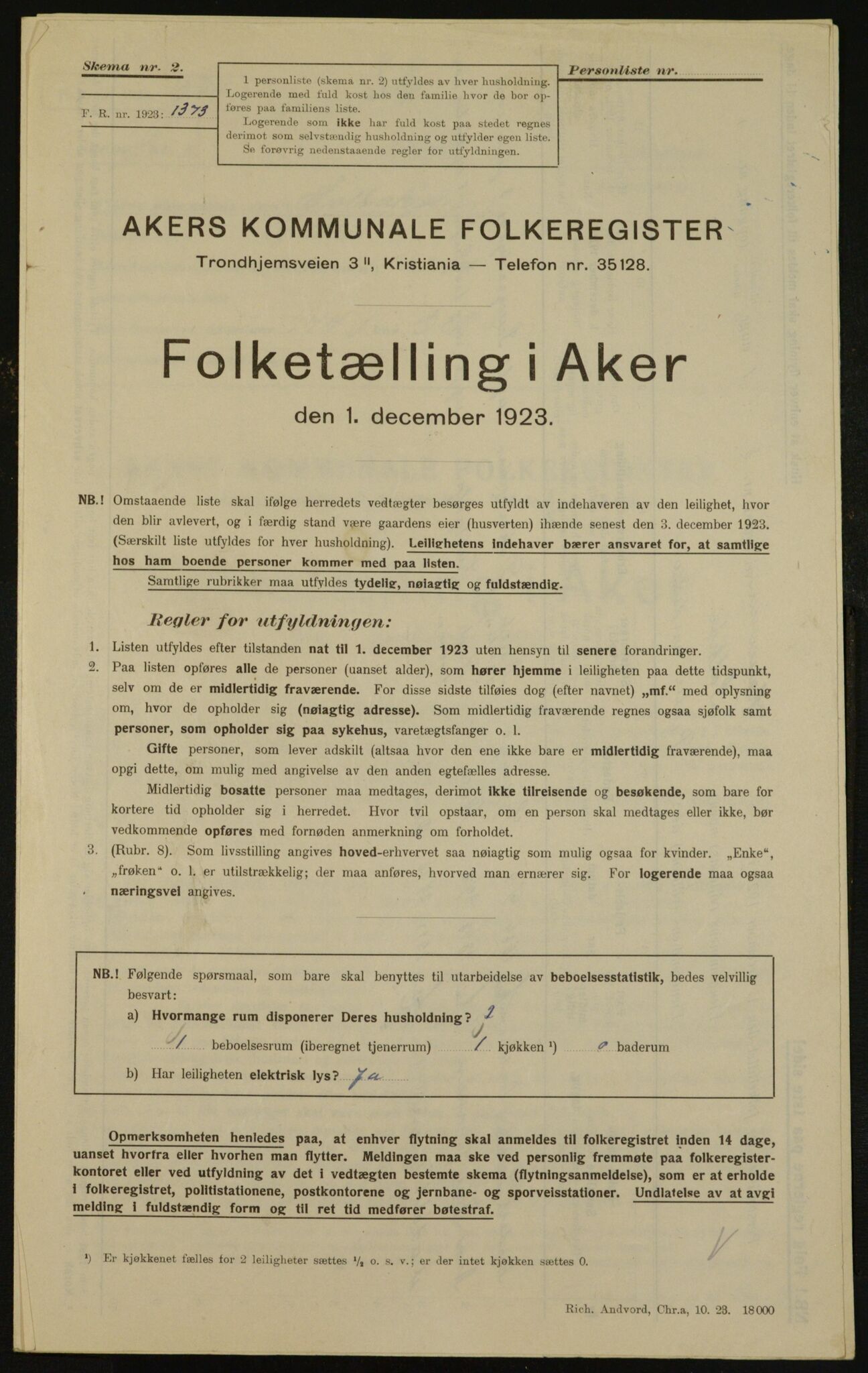 , Municipal Census 1923 for Aker, 1923, p. 31092