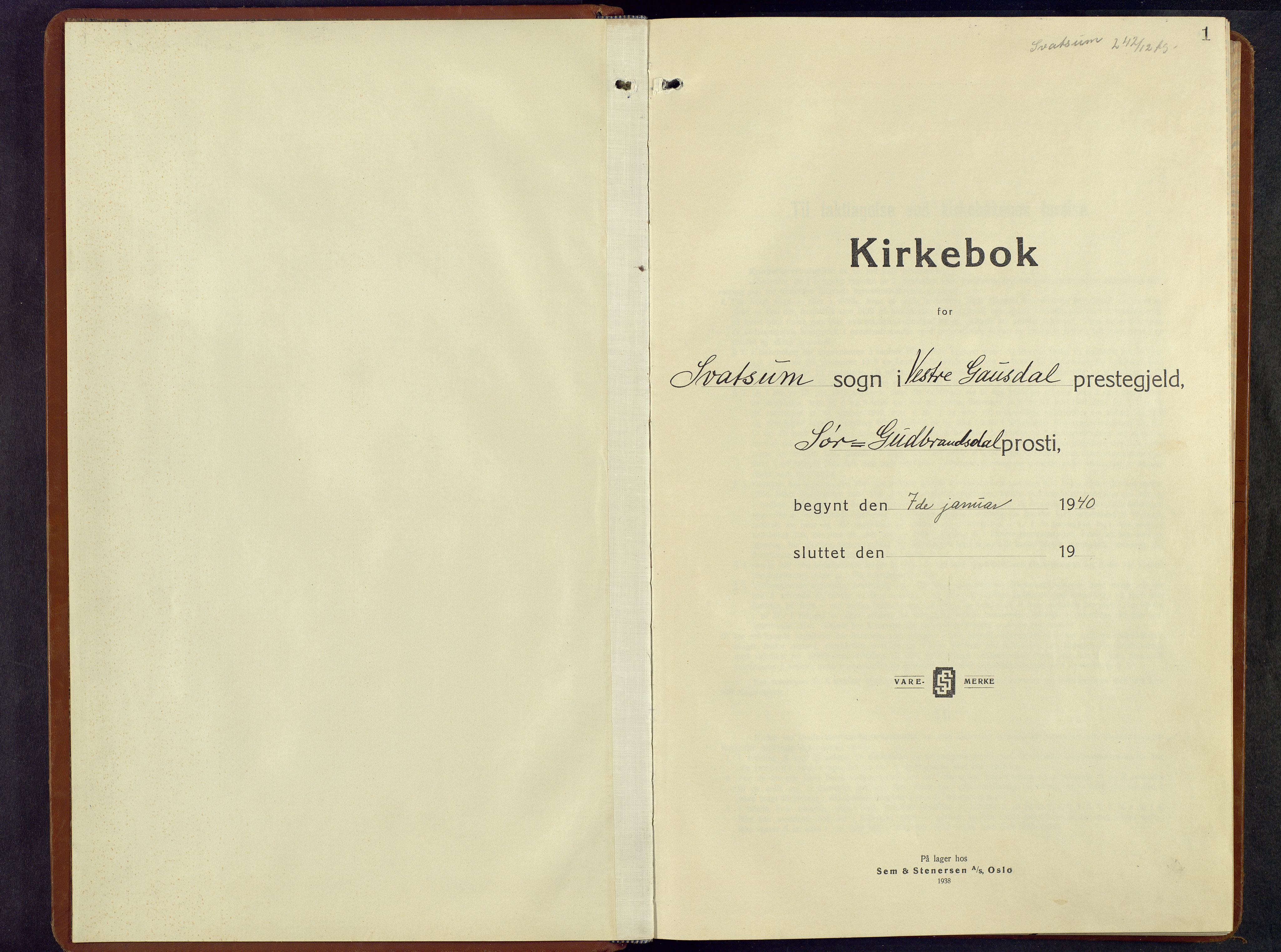 Vestre Gausdal prestekontor, AV/SAH-PREST-094/H/Ha/Hab/L0006: Parish register (copy) no. 6, 1940-1977, p. 1