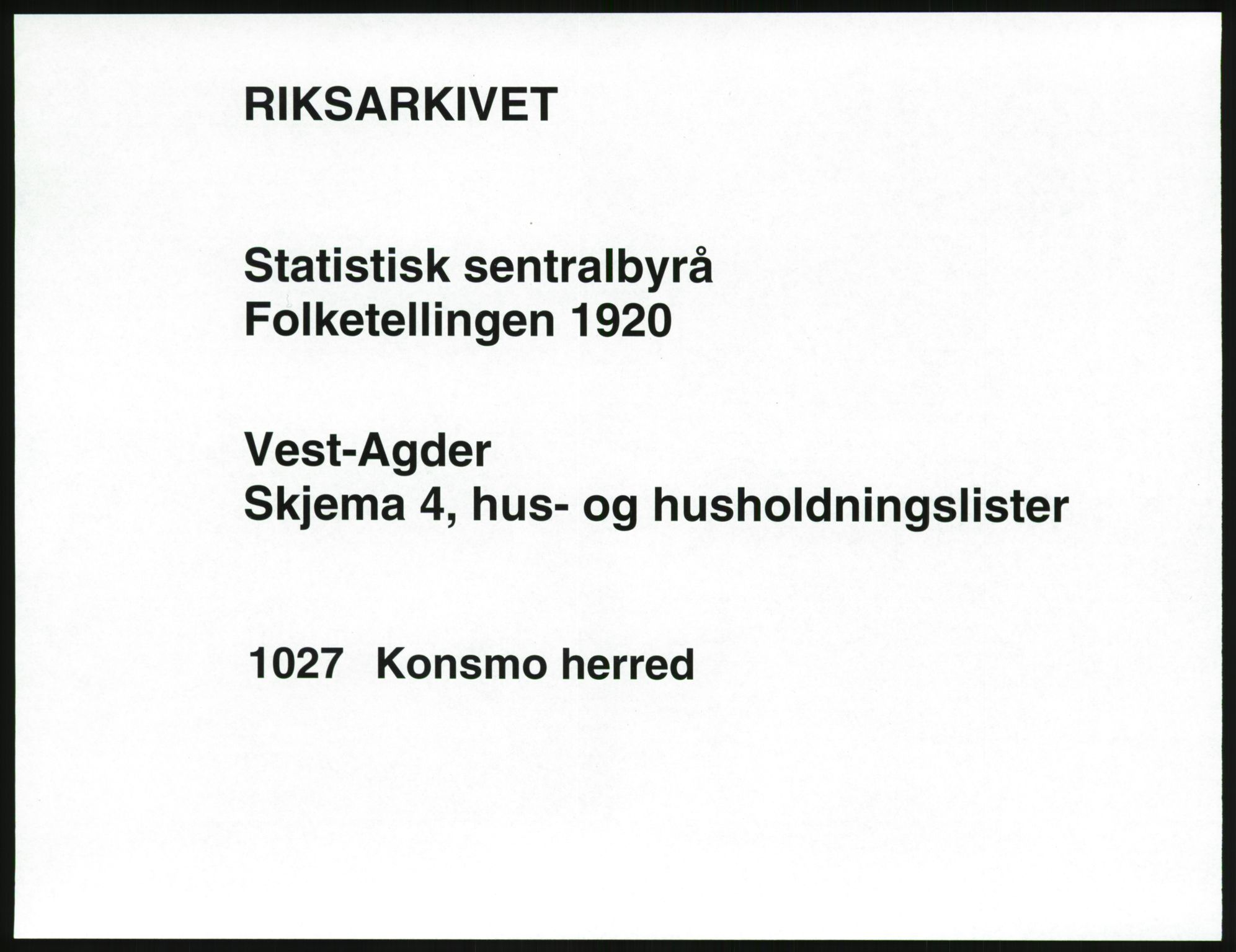 SAK, 1920 census for Konsmo, 1920, p. 30