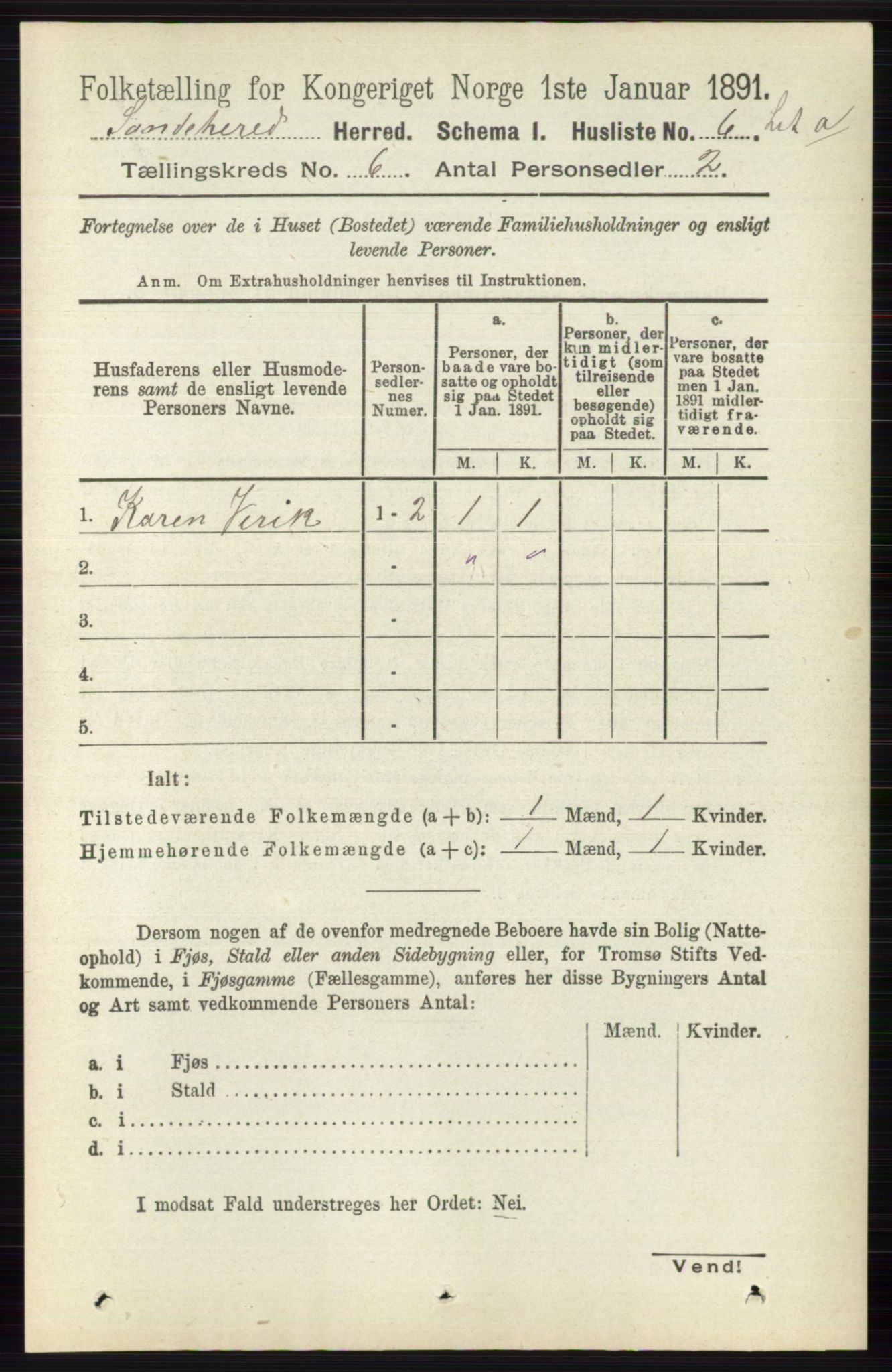 RA, 1891 census for 0724 Sandeherred, 1891, p. 3424