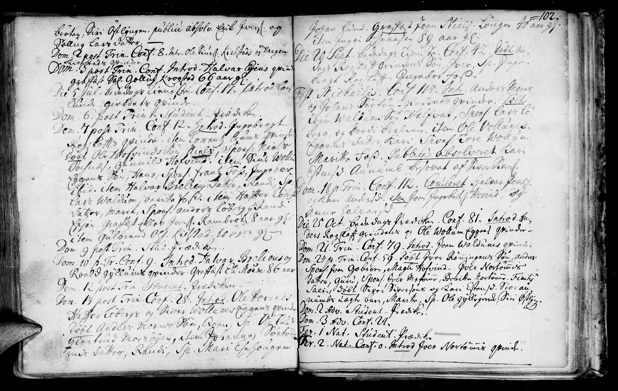 Ministerialprotokoller, klokkerbøker og fødselsregistre - Sør-Trøndelag, AV/SAT-A-1456/692/L1101: Parish register (official) no. 692A01, 1690-1746, p. 102