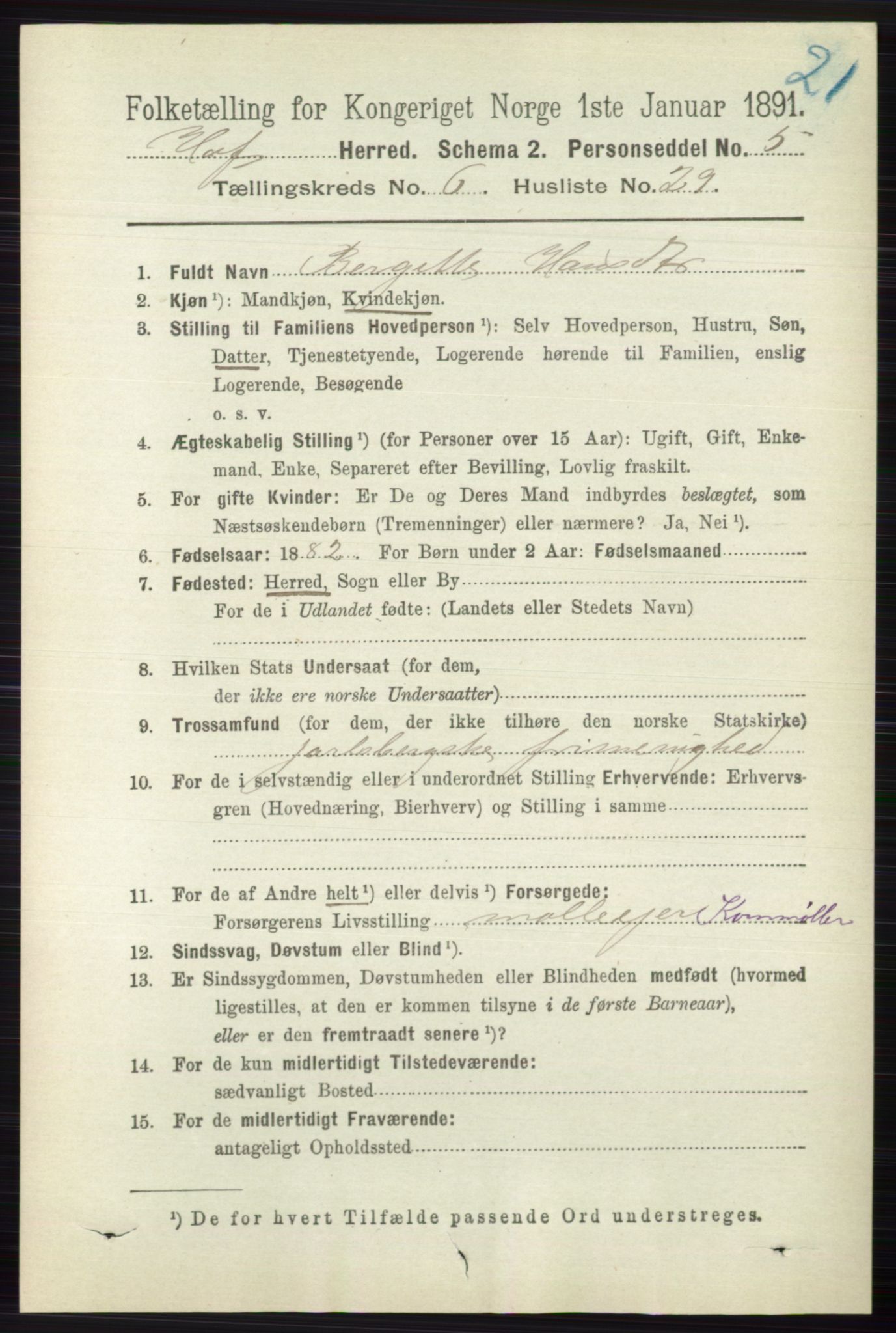 RA, 1891 census for 0714 Hof, 1891, p. 1963