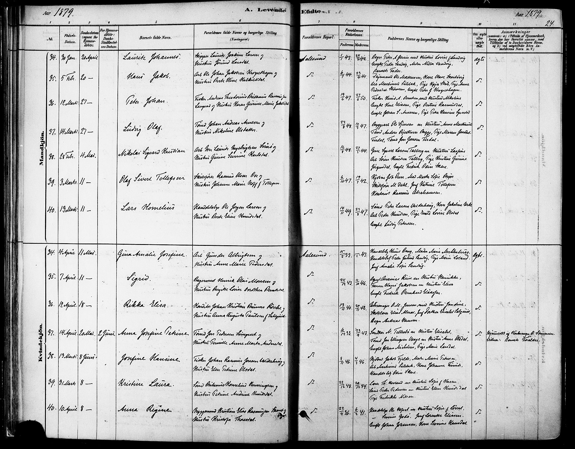 Ministerialprotokoller, klokkerbøker og fødselsregistre - Møre og Romsdal, AV/SAT-A-1454/529/L0454: Parish register (official) no. 529A04, 1878-1885, p. 24