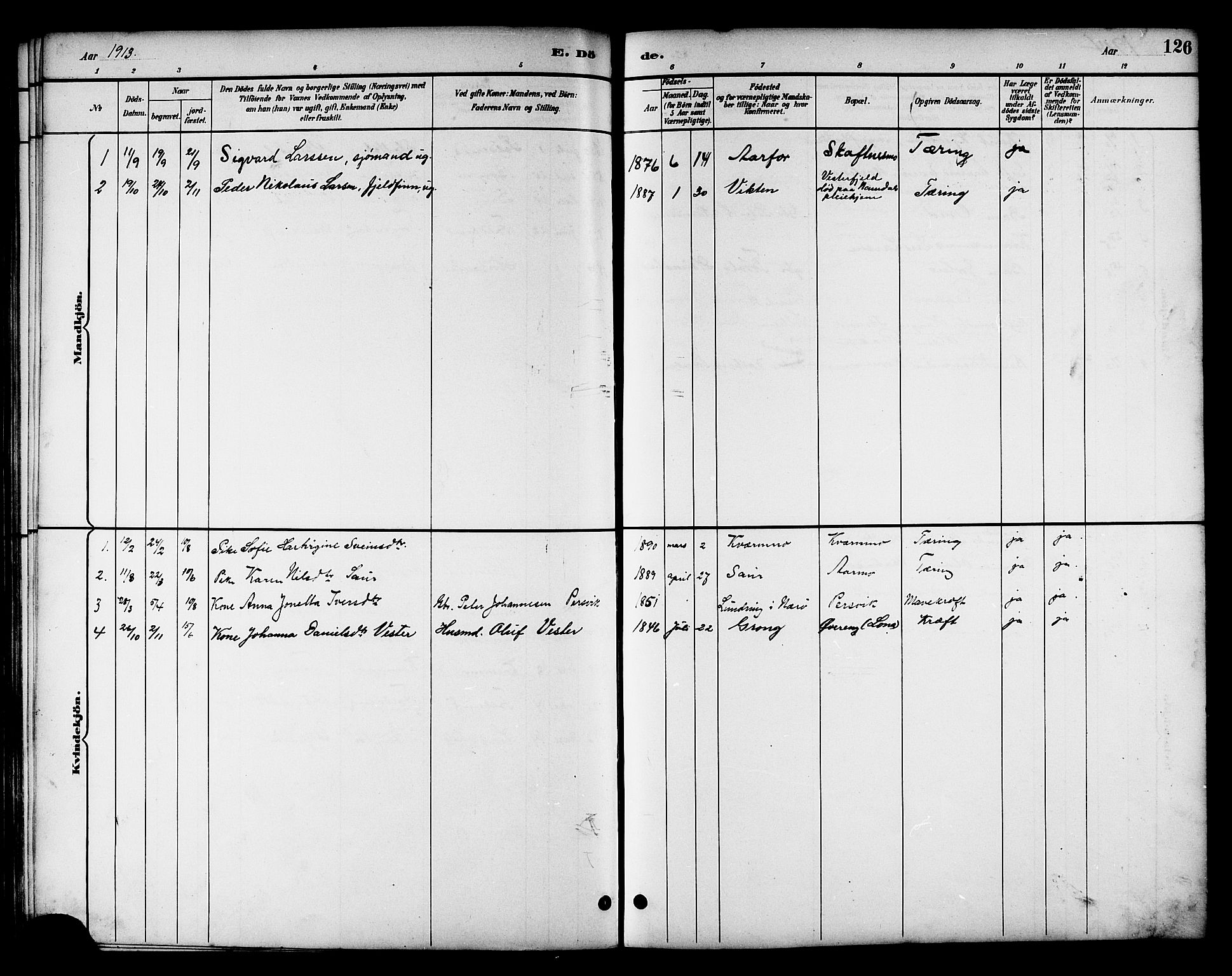 Ministerialprotokoller, klokkerbøker og fødselsregistre - Nord-Trøndelag, SAT/A-1458/783/L0662: Parish register (copy) no. 783C02, 1894-1919, p. 126