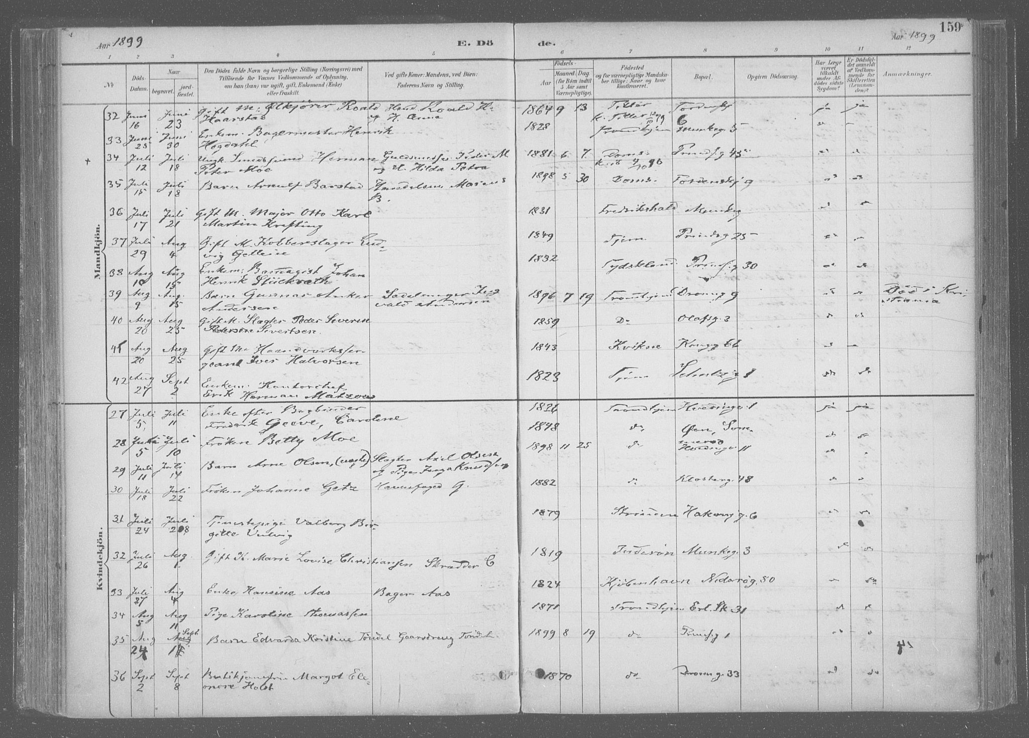 Ministerialprotokoller, klokkerbøker og fødselsregistre - Sør-Trøndelag, AV/SAT-A-1456/601/L0064: Parish register (official) no. 601A31, 1891-1911, p. 159