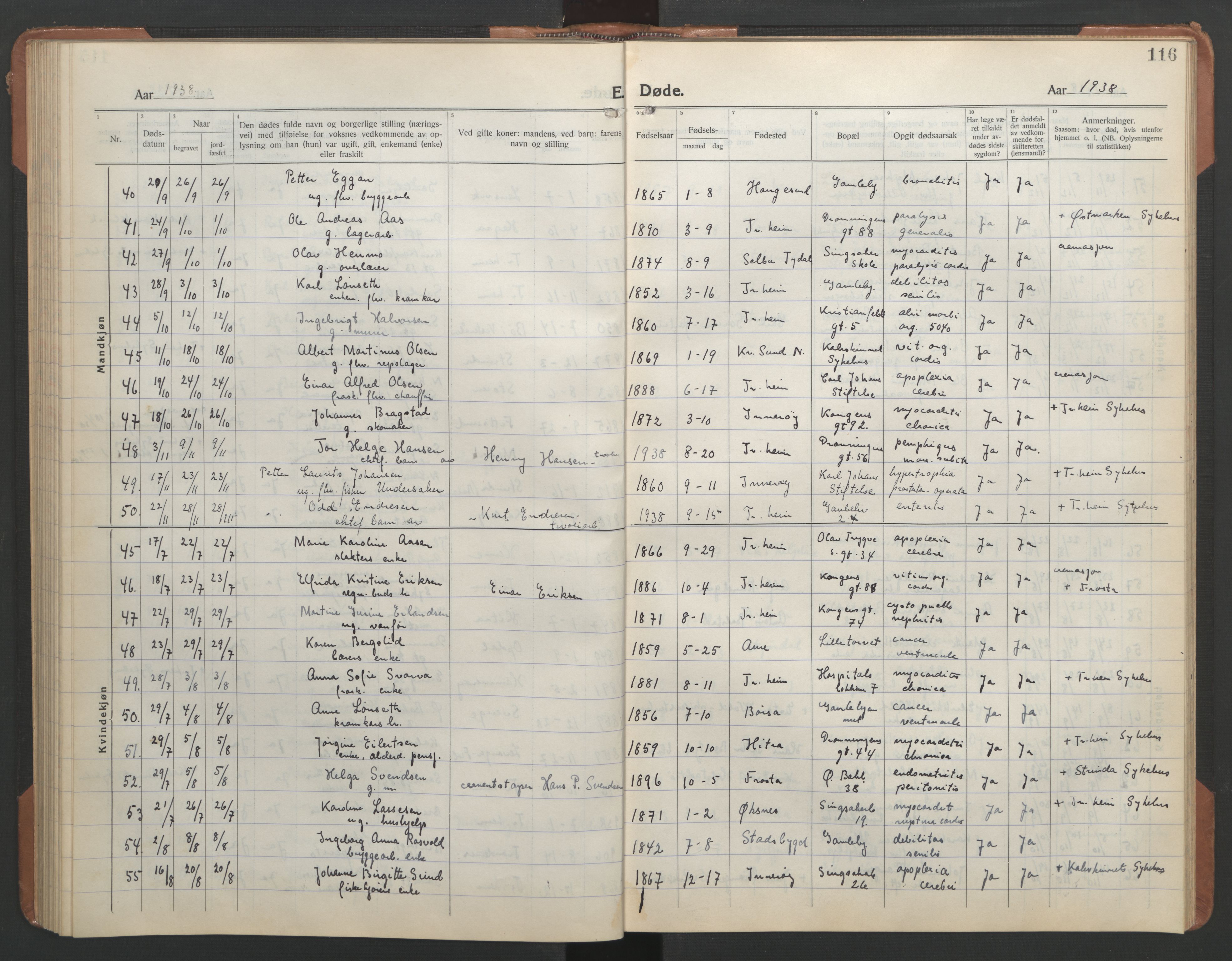 Ministerialprotokoller, klokkerbøker og fødselsregistre - Sør-Trøndelag, SAT/A-1456/602/L0150: Parish register (copy) no. 602C18, 1922-1949, p. 116