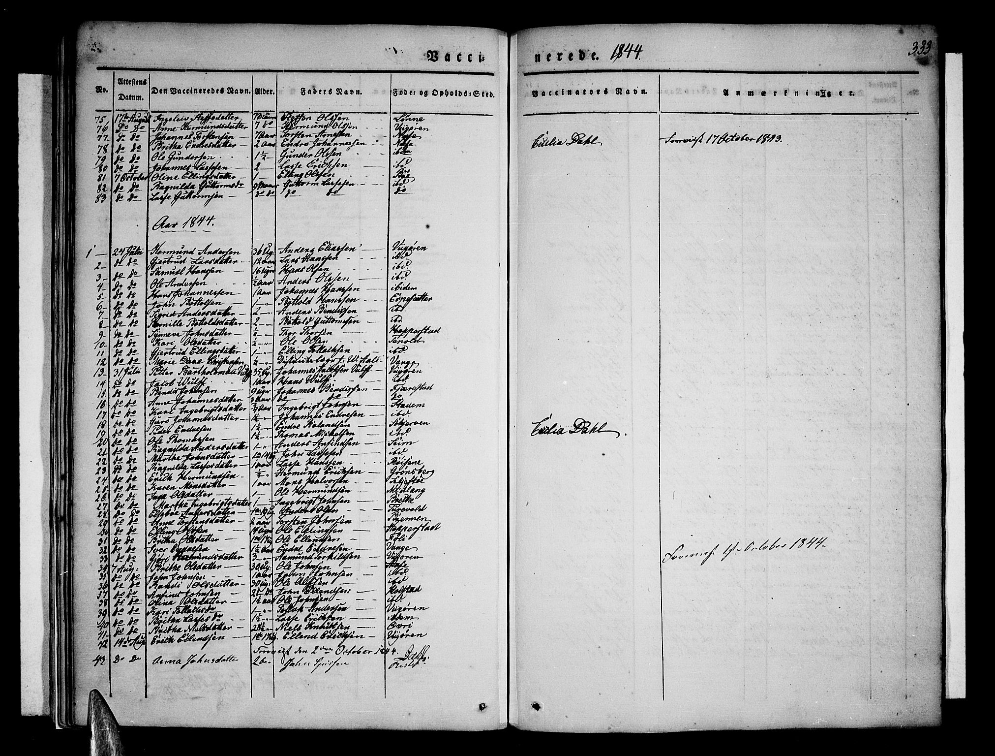 Vik sokneprestembete, AV/SAB-A-81501/H/Haa/Haaa/L0007: Parish register (official) no. A 7, 1831-1845, p. 333