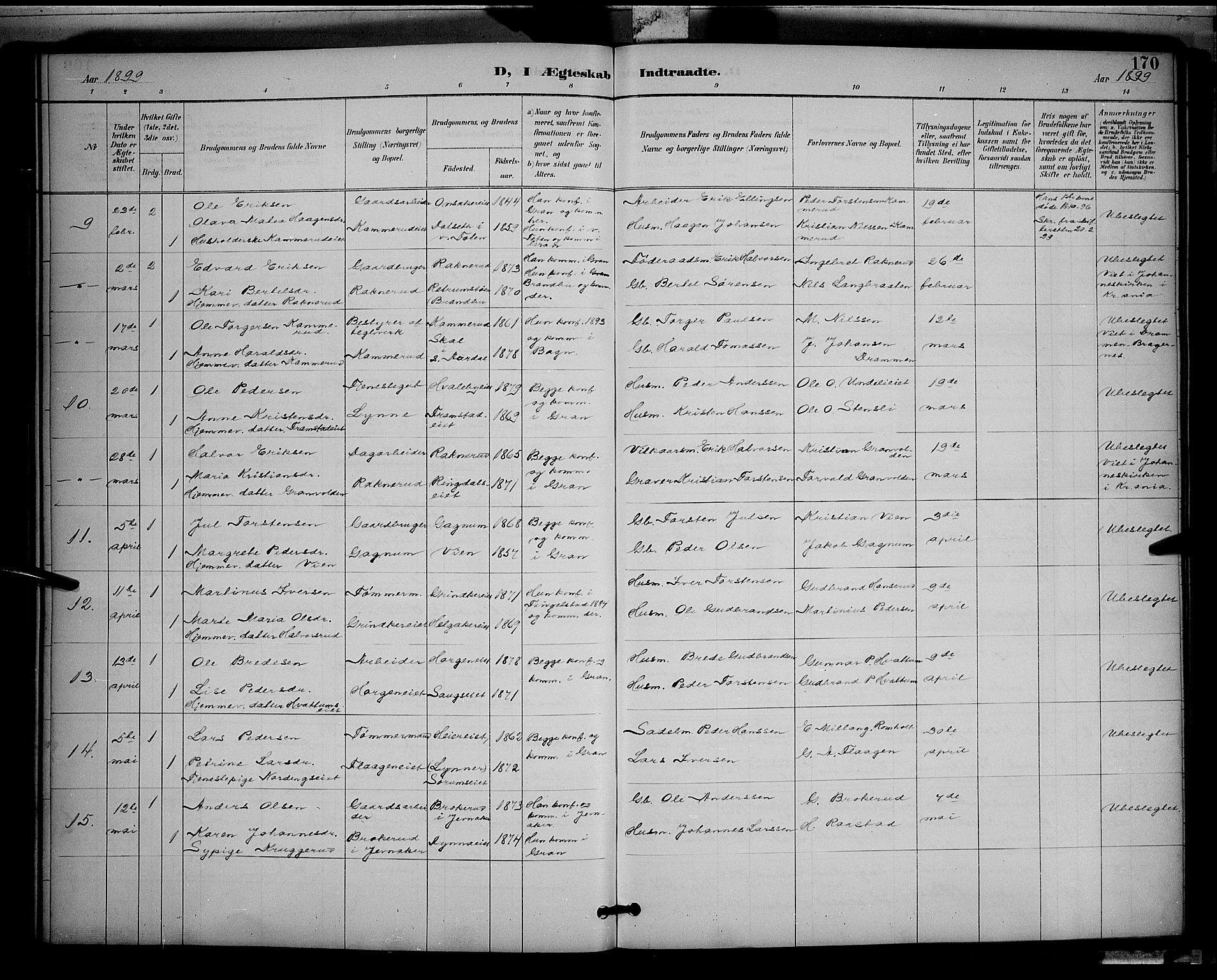 Gran prestekontor, AV/SAH-PREST-112/H/Ha/Hab/L0005: Parish register (copy) no. 5, 1892-1900, p. 170