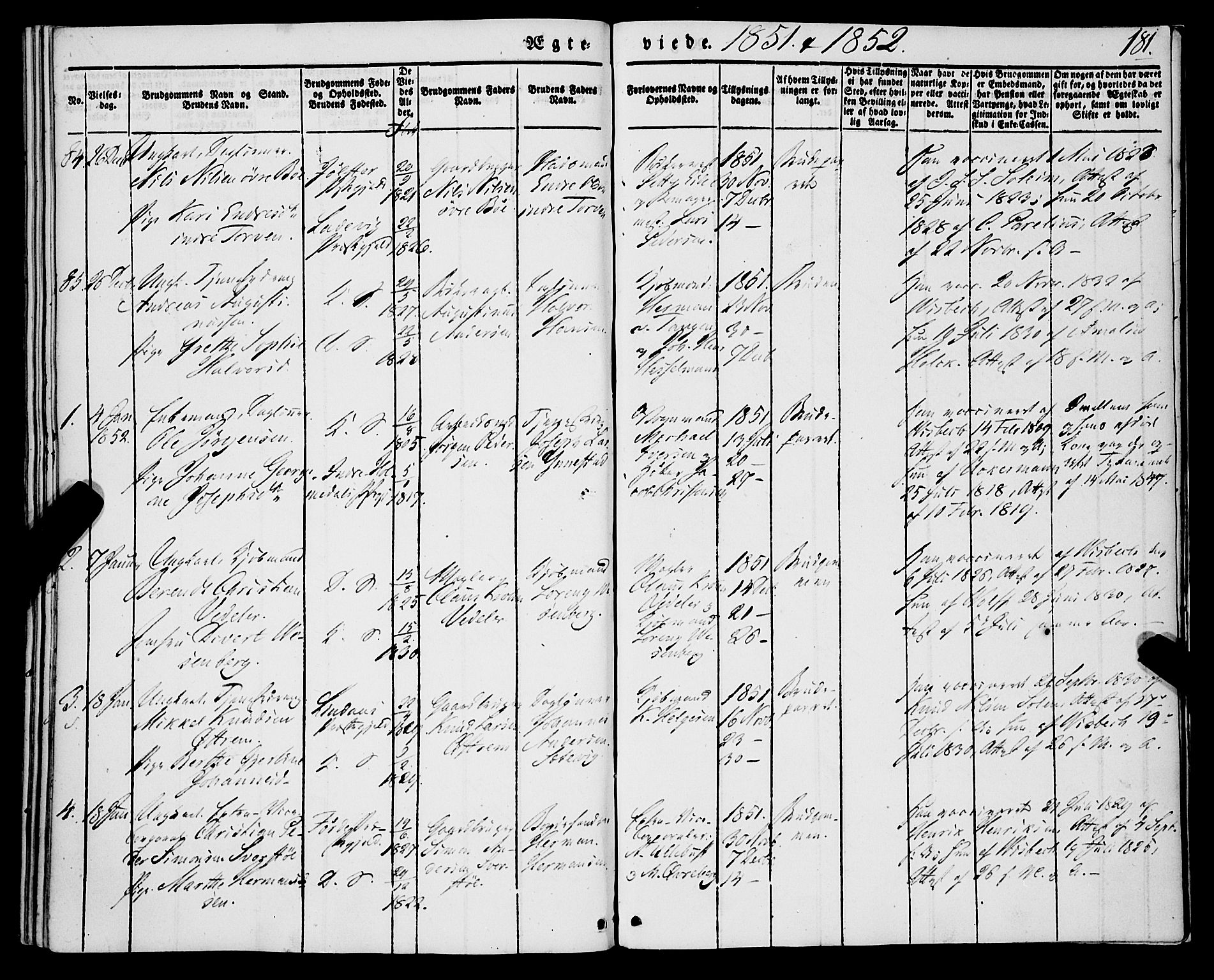 Korskirken sokneprestembete, AV/SAB-A-76101/H/Haa/L0034: Parish register (official) no. D 1, 1832-1852, p. 181