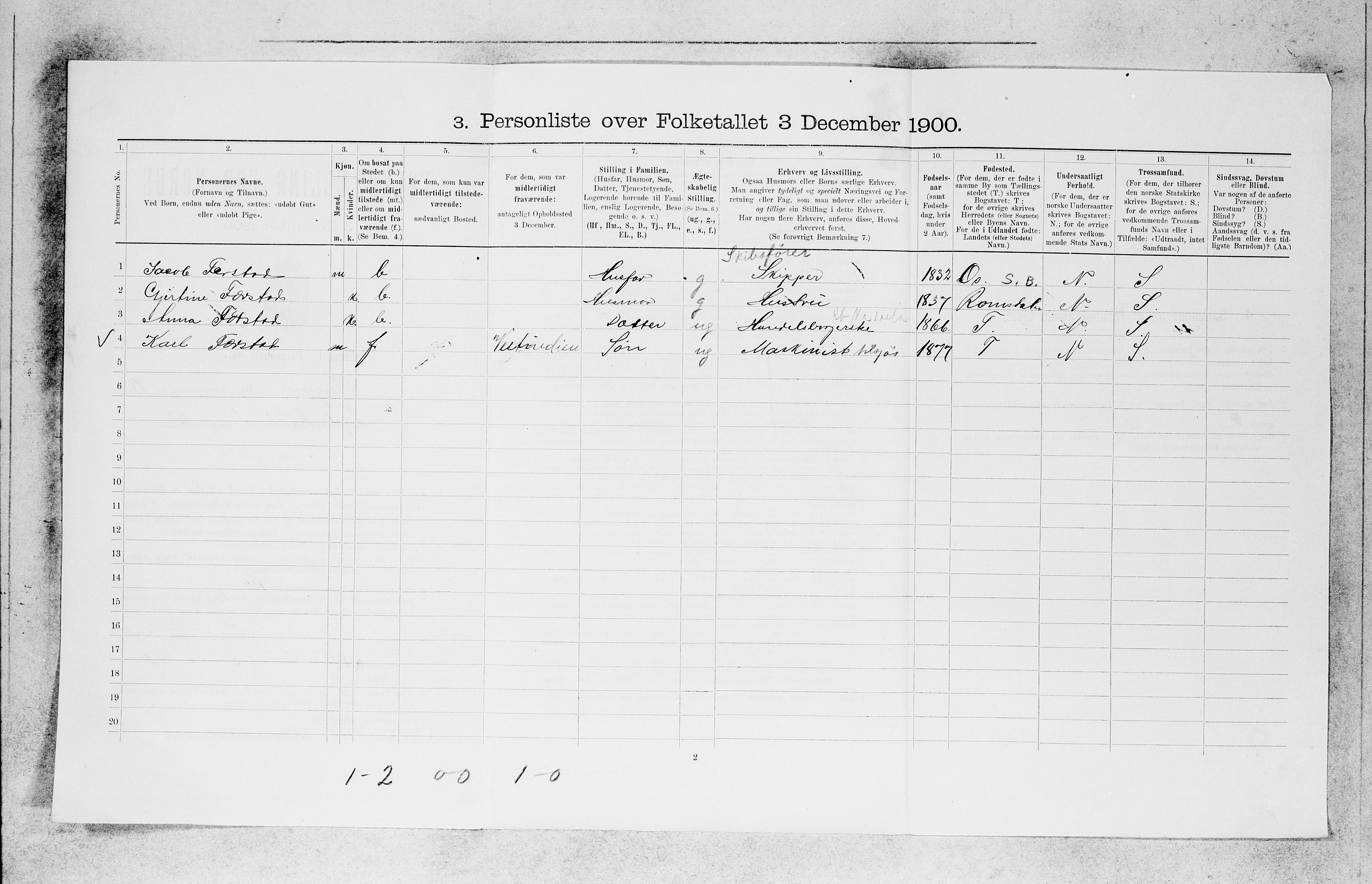 SAB, 1900 census for Bergen, 1900, p. 16137