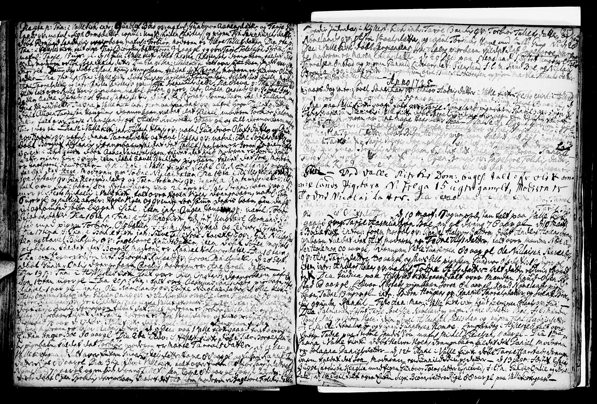 Valle sokneprestkontor, SAK/1111-0044/F/Fa/Fac/L0001: Parish register (official) no. A 1, 1714-1745, p. 25